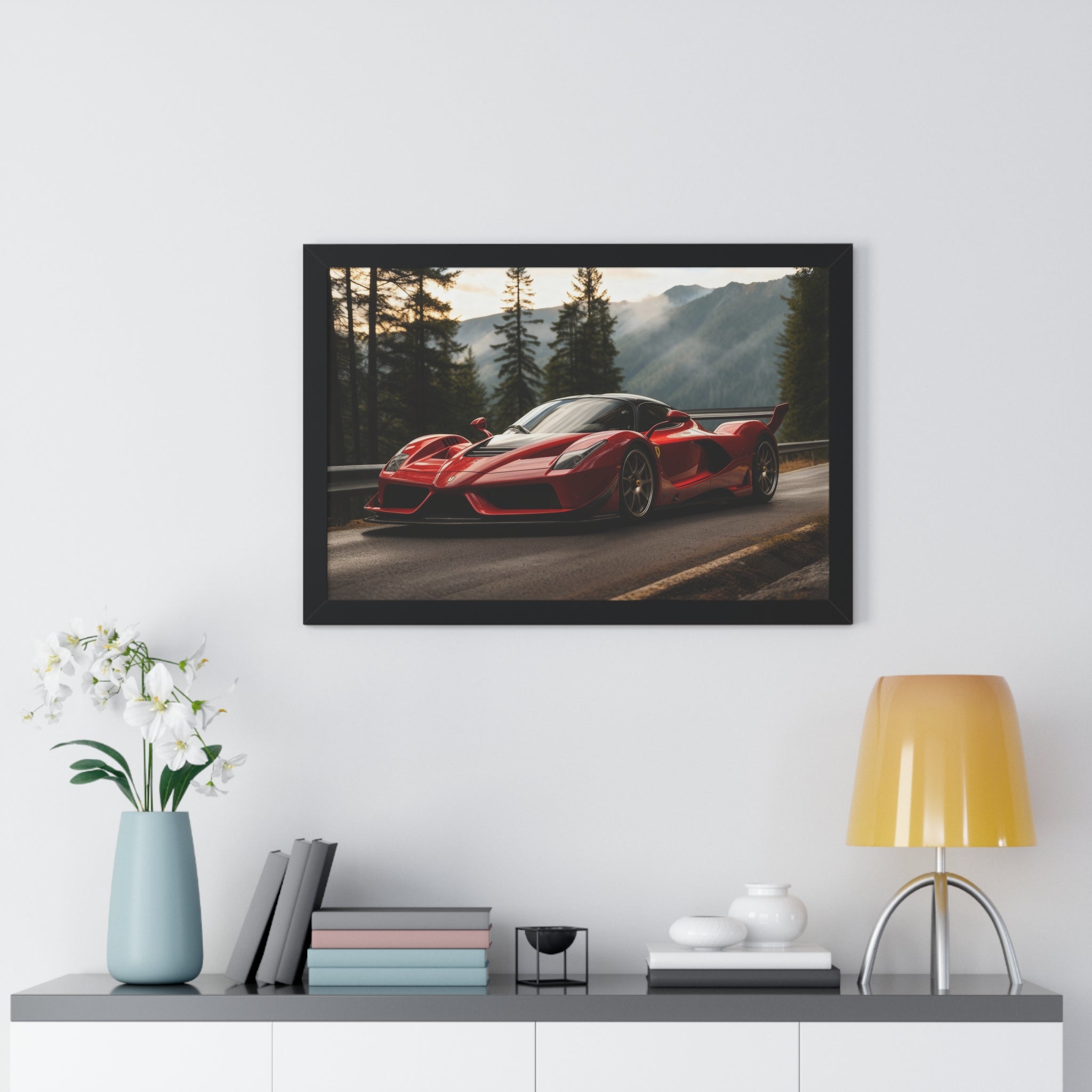 Cinematic Ferrari F50 – Red Icon in Horizontal Framed Display