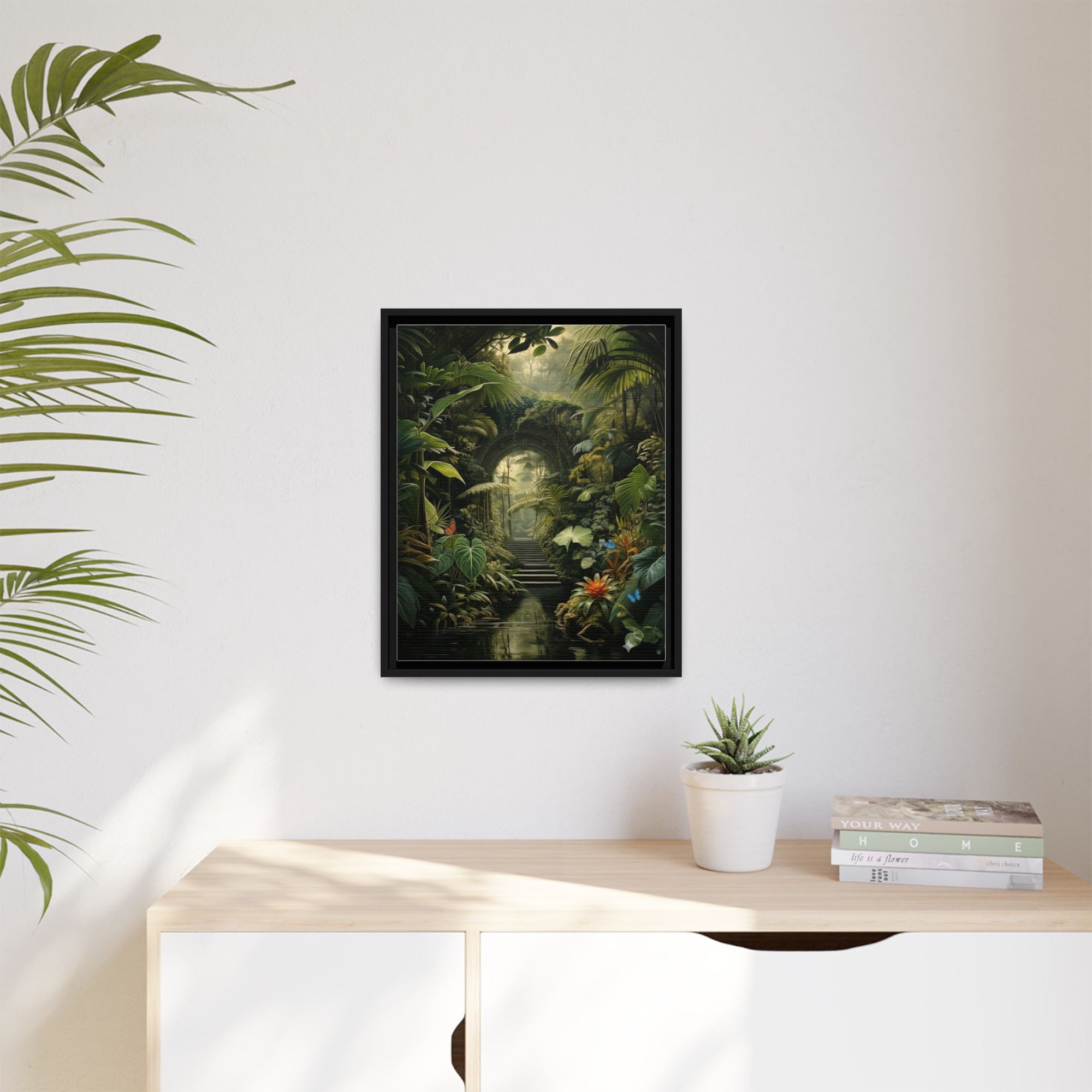 🌴Tropical Forest Illusion – Cinematic Jungle Pathway Wall Art  Luxury Botanical Decor