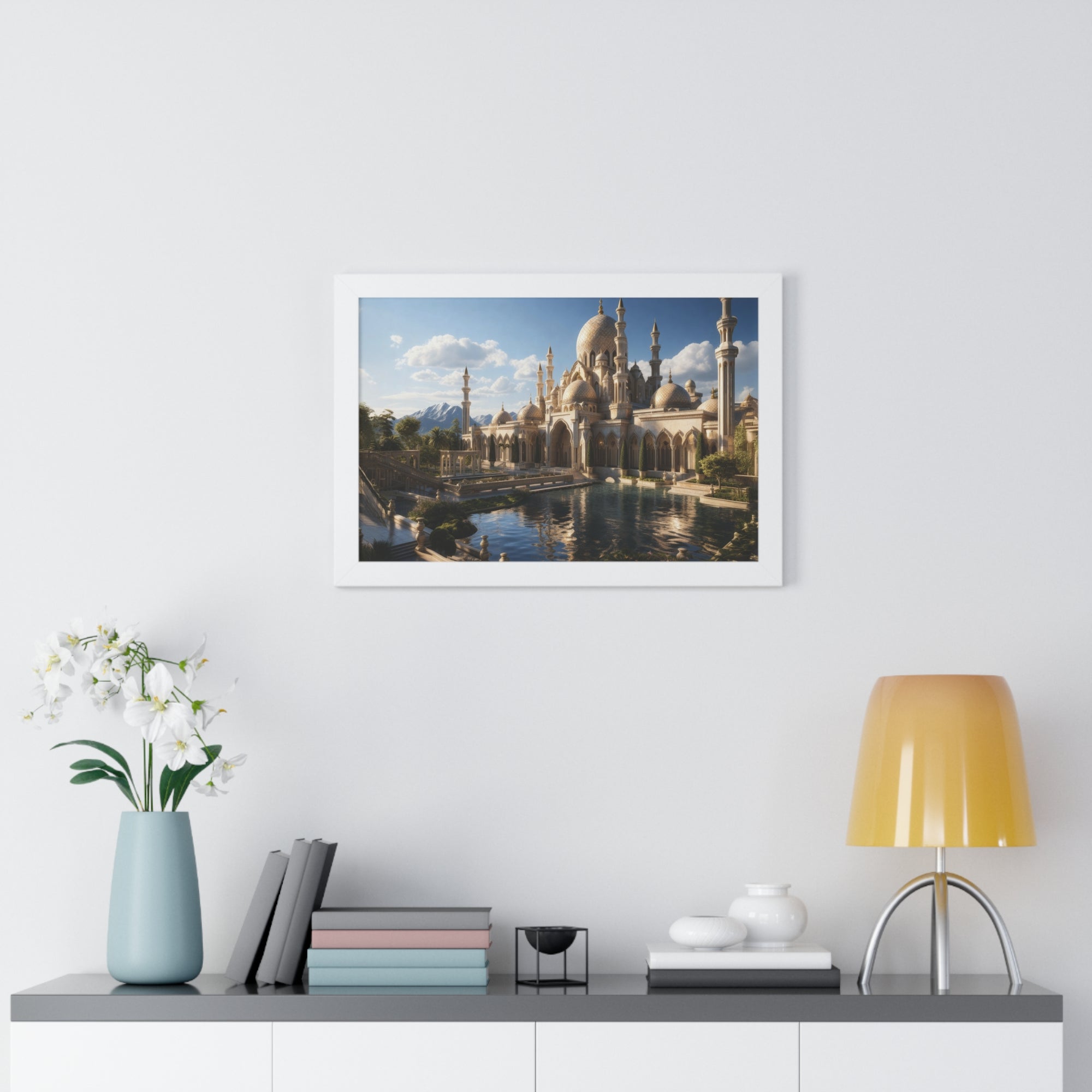 Alpine Majesty – Framed Mosque Reflection Wall Art