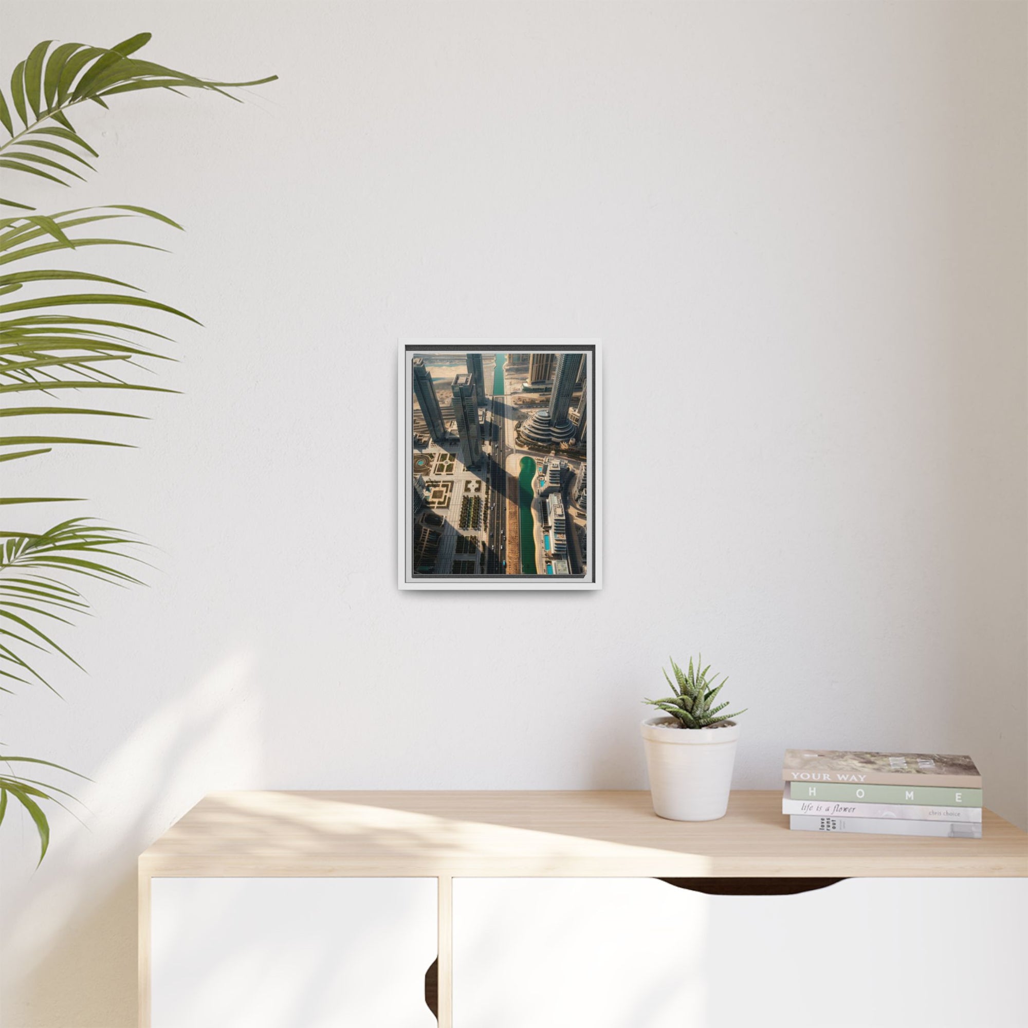 Framed Aerial View of Dubai – High-Resolution Cityscape Wall Art