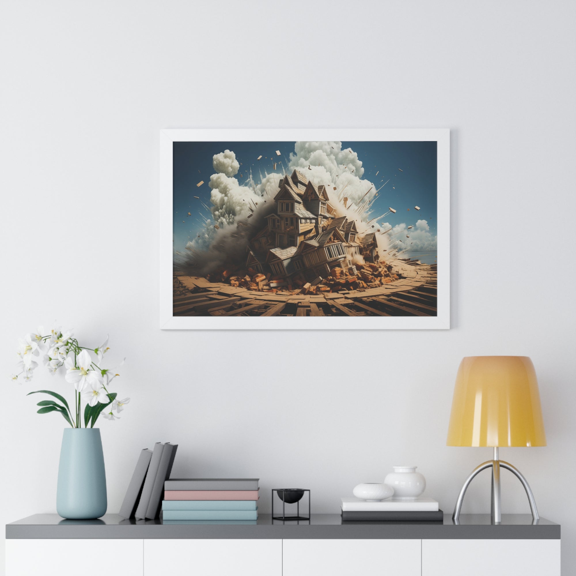 House Explosion Art Print - Modern Architectural Decor