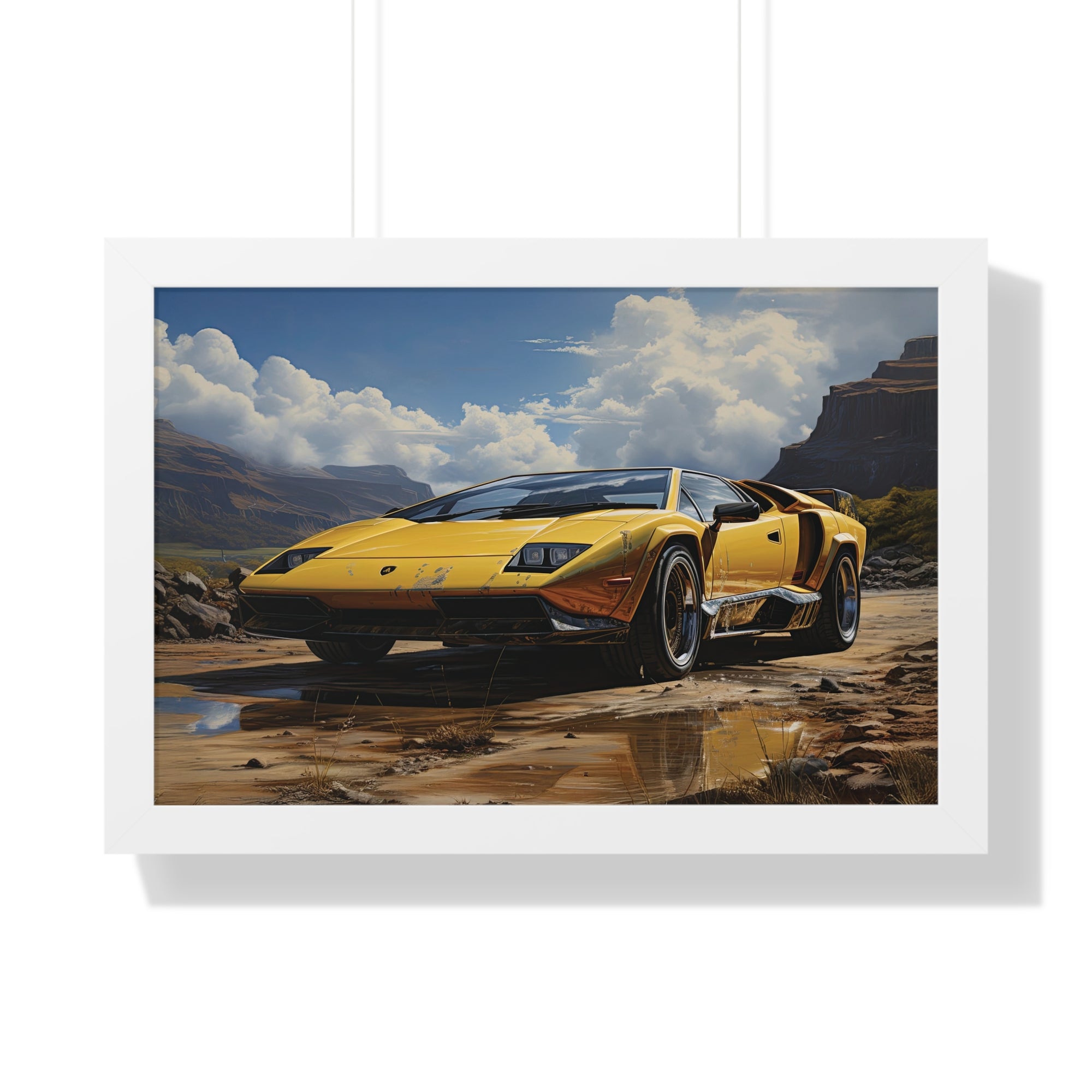 Yellow Lamborghini Countach - Framed Supercar Masterpiece