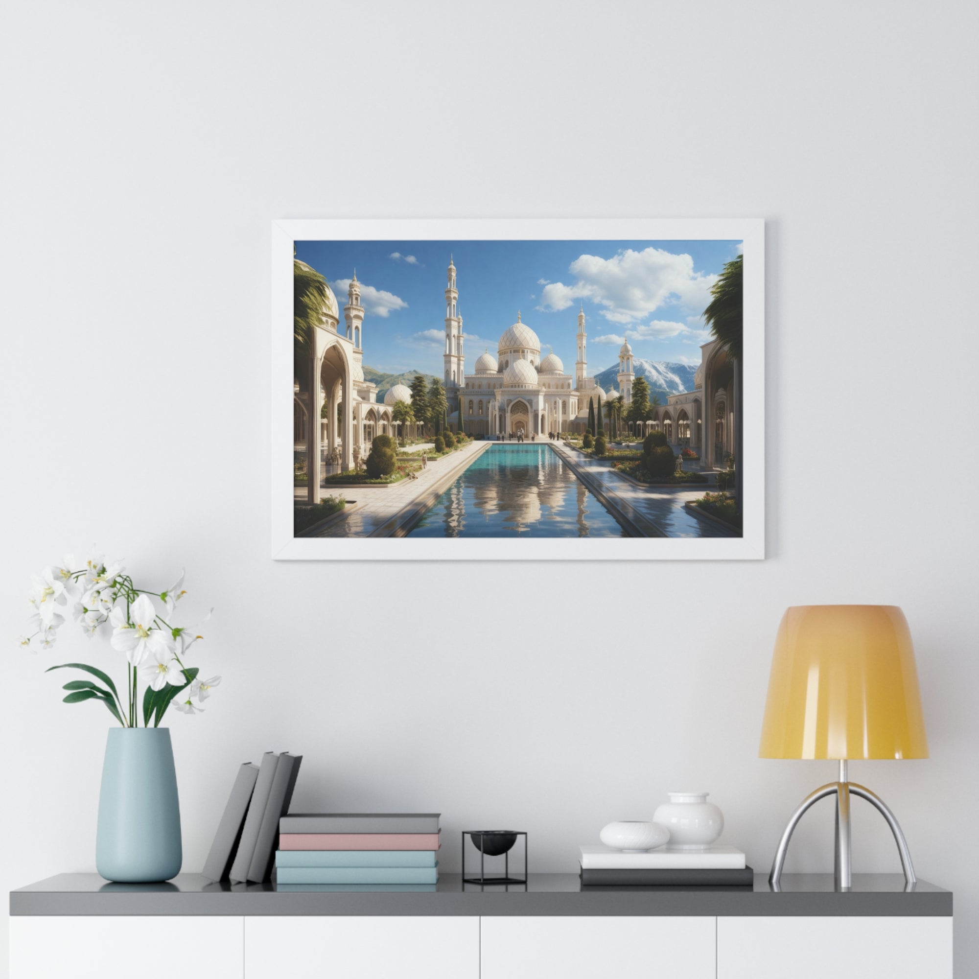 Garden of Reverence – Framed Mosque Reflections Wall Art