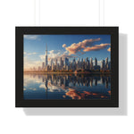 Framed Dubai Sunset Cityscape – Luxury Wall Art with Burj Khalifa for Elegant Interiors