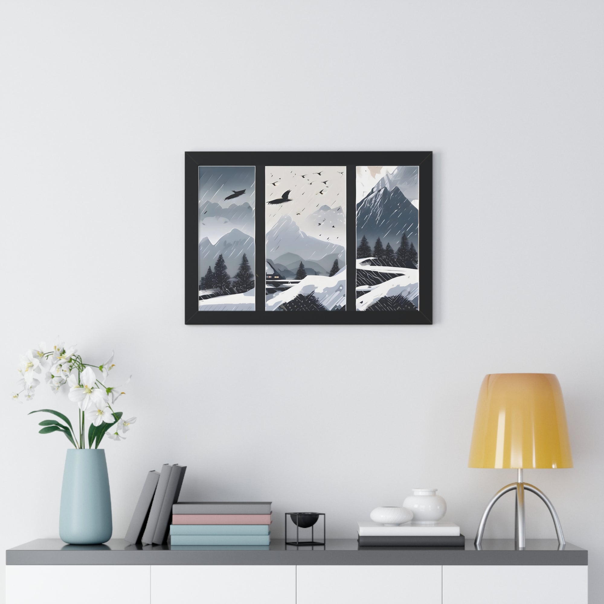 Silent Snowfall – Cozy Cabin in the Woods Canvas Art