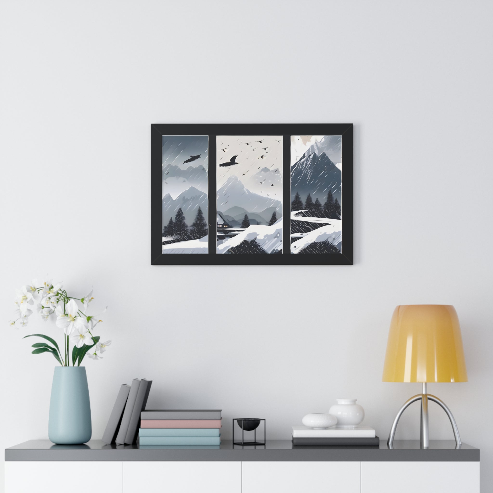 Silent Snowfall – Cozy Cabin in the Woods Canvas Art
