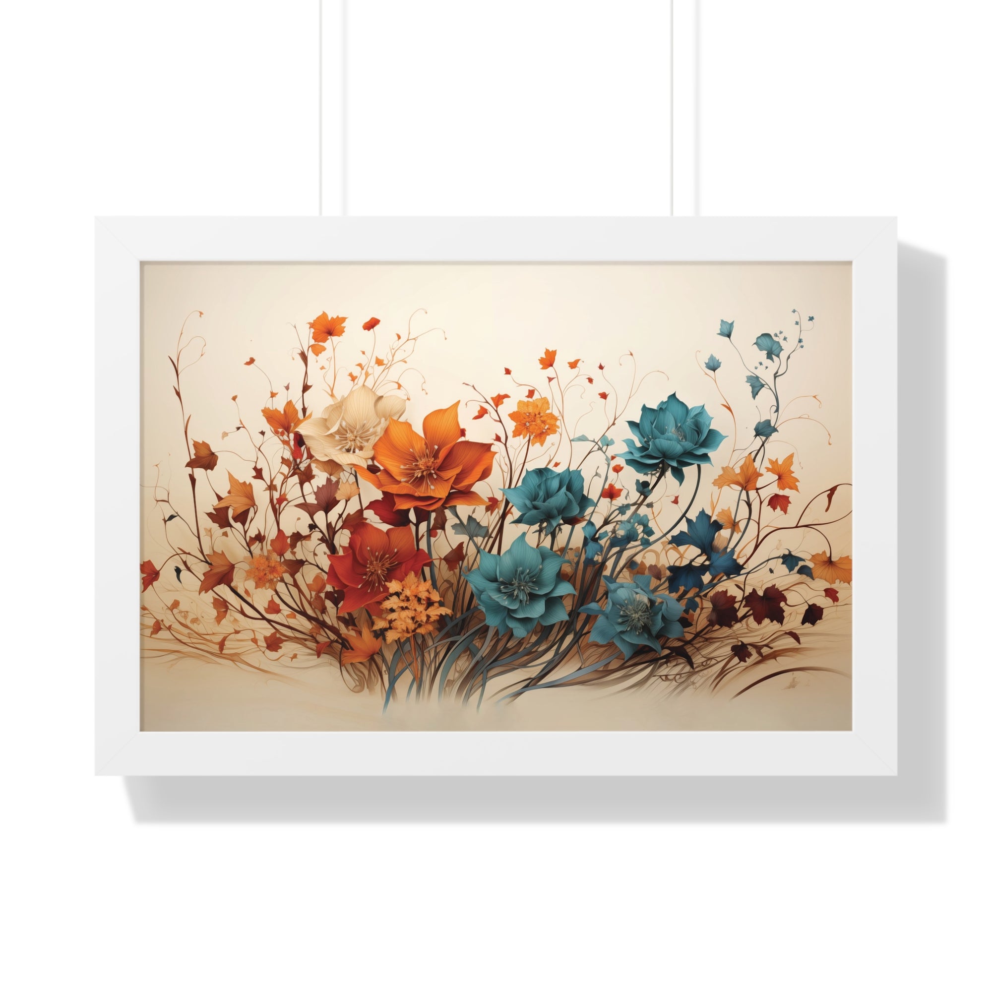 Amber Reverie Botanical Wall Art in Burnt Teal & Marigold