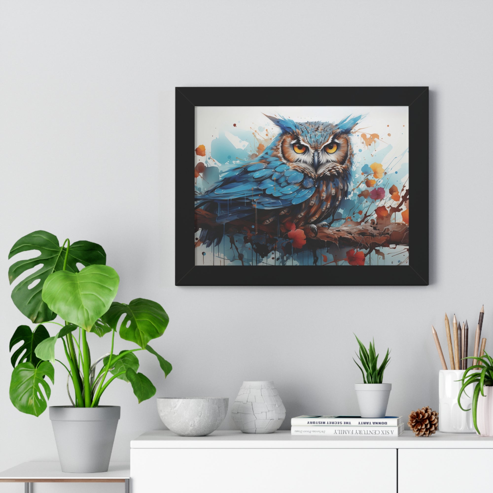 Midnight Majesty — Blue Owl Abstract Wall Art 🦉