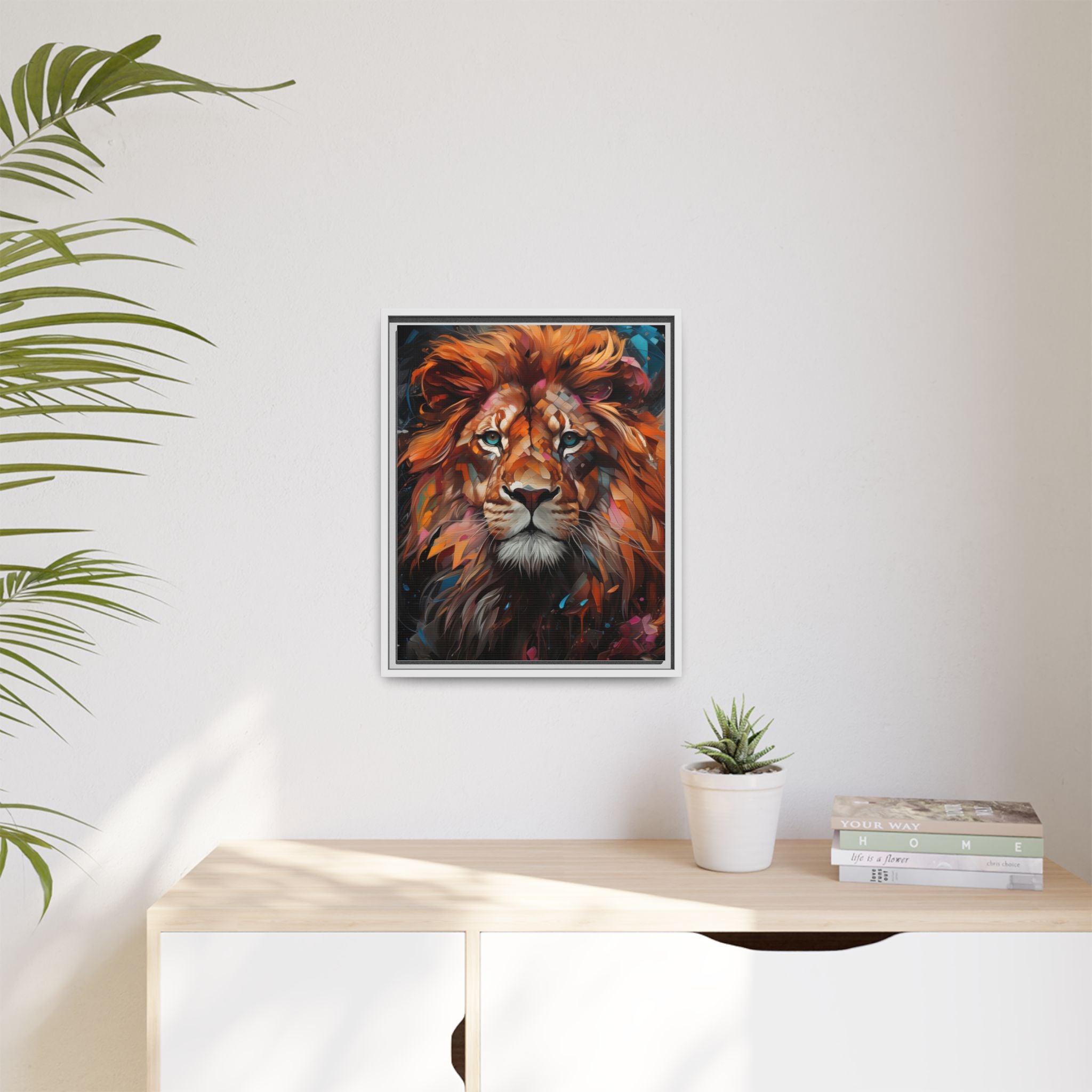 Fierce Elegance Multicolour Lion Art for Statement Space