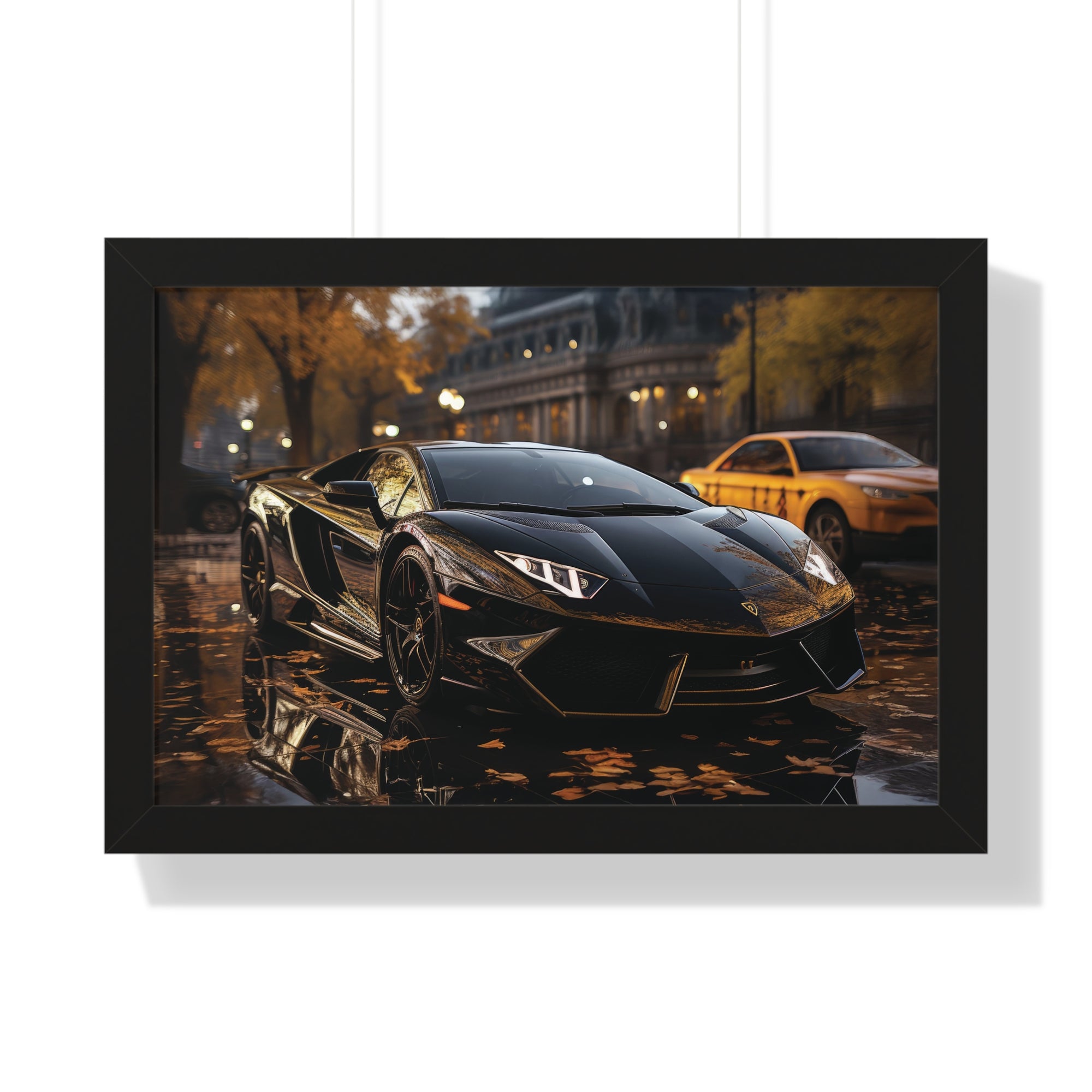 Wet Road Reflection Lamborghini Aventador Art