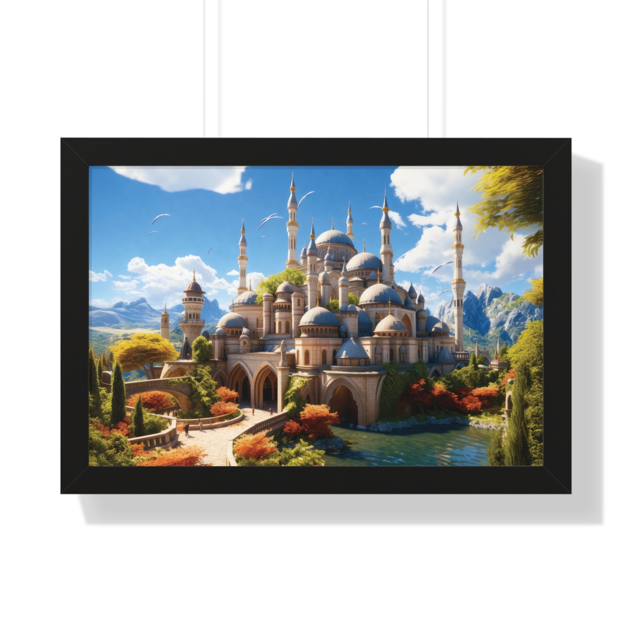 Majestic Mirage – Fantasy Ottoman Castle Reflections Framed Wall Art