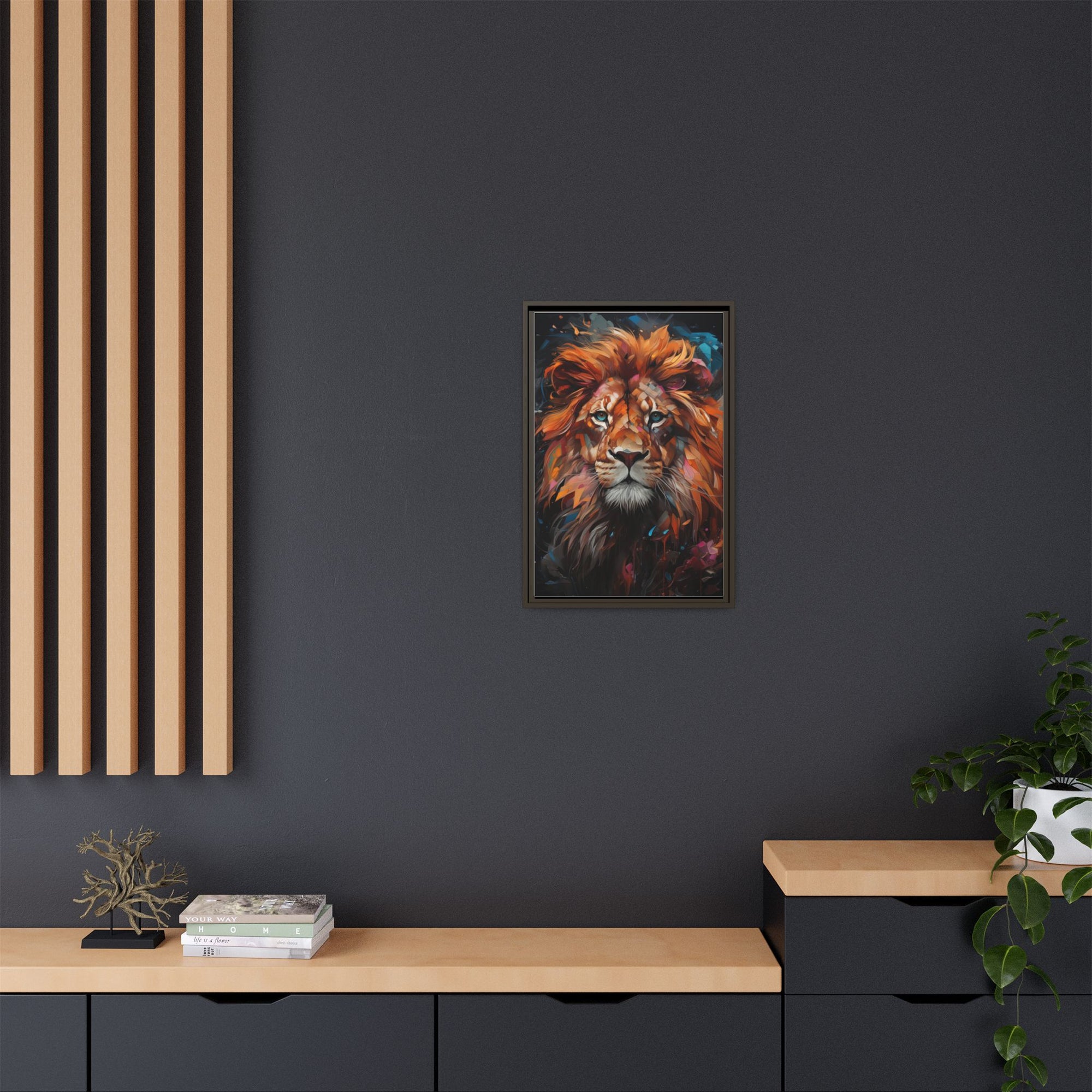 Fierce Elegance Multicolour Lion Art for Statement Space