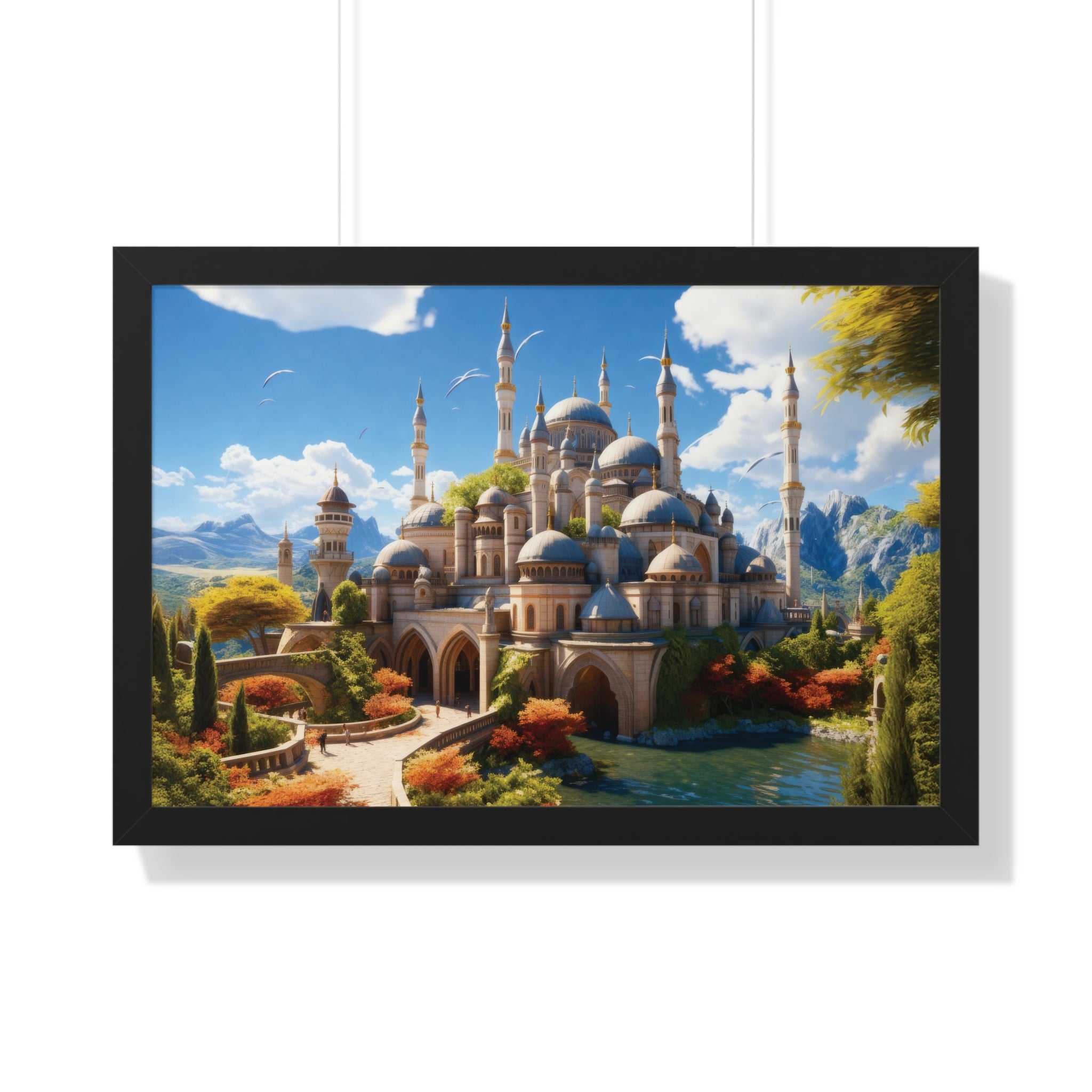 Majestic Mirage – Fantasy Ottoman Castle Reflections Framed Wall Art