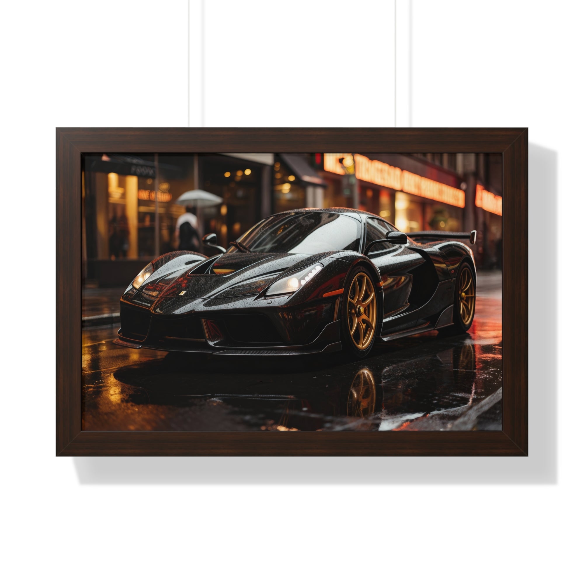 Framed Black Ferrari F50 Poster – Bold Automotive Statement Piece