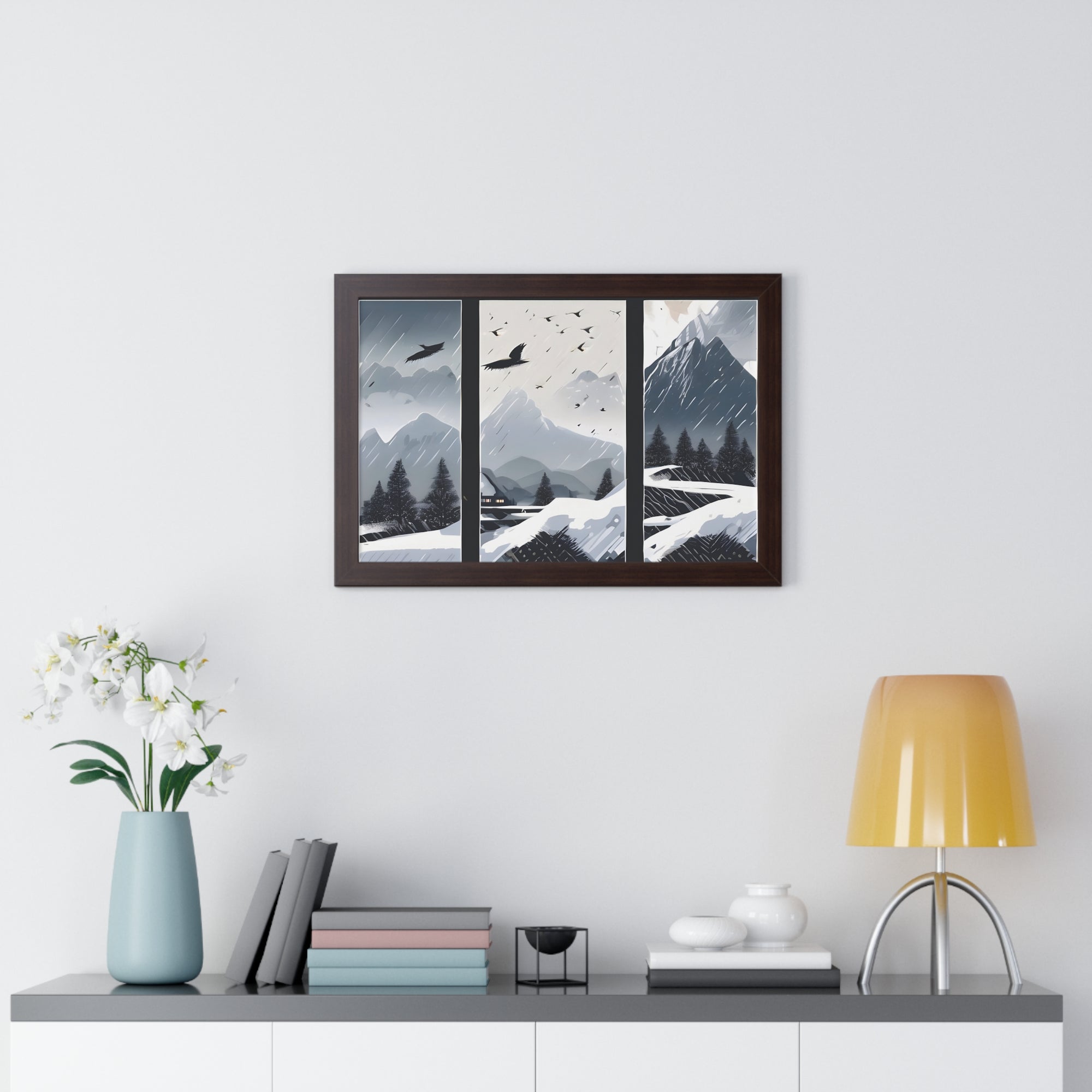 Silent Snowfall – Cozy Cabin in the Woods Canvas Art
