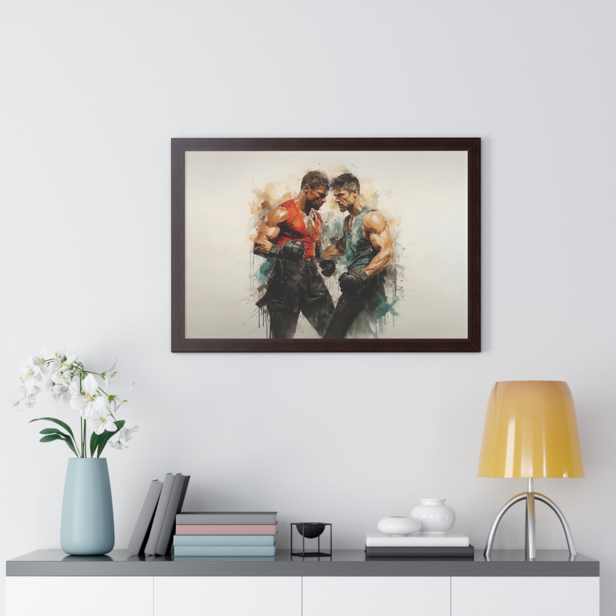 Framed Confrontation – Abstract Fighter Wall Art