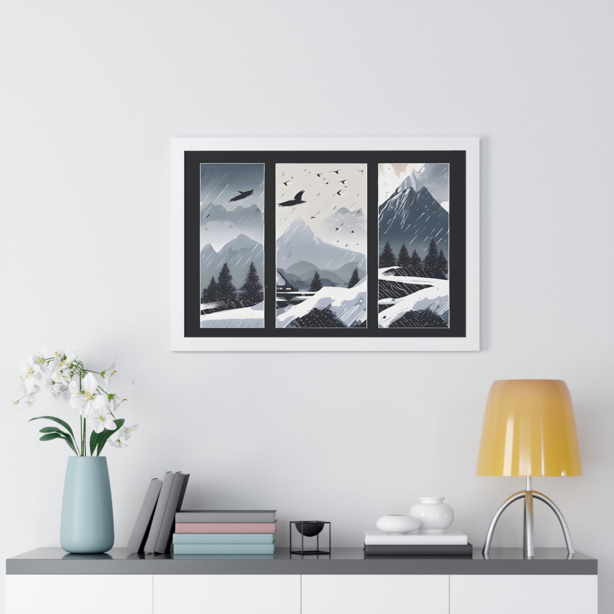 Silent Snowfall – Cozy Cabin in the Woods Canvas Art