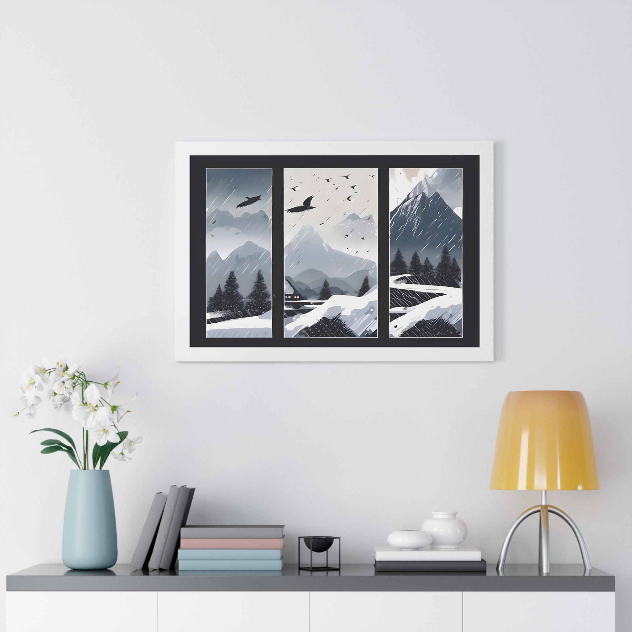 Silent Snowfall – Cozy Cabin in the Woods Canvas Art