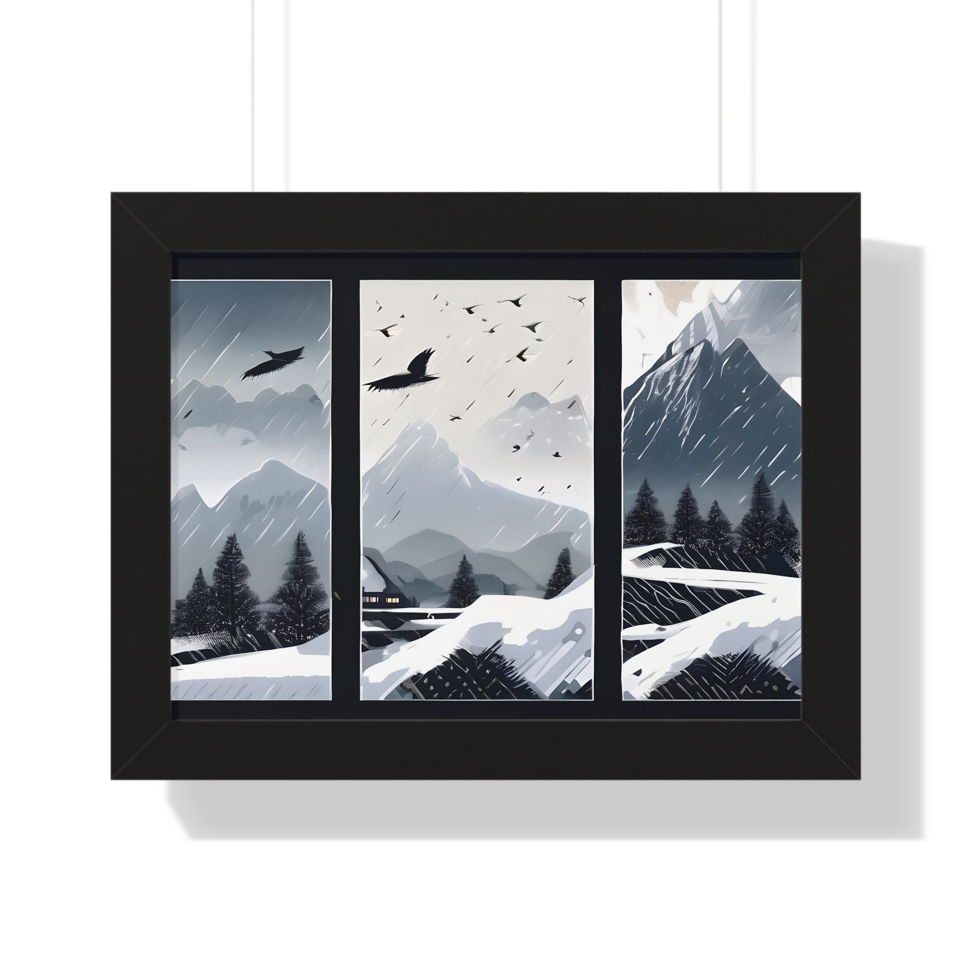 Silent Snowfall – Cozy Cabin in the Woods Canvas Art