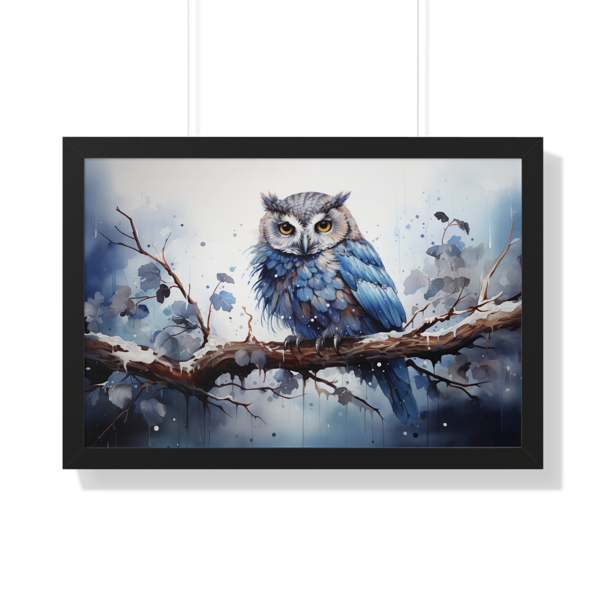 Winter❄️Watcher — Blue Owl Watercolor Print on Snowy Perch