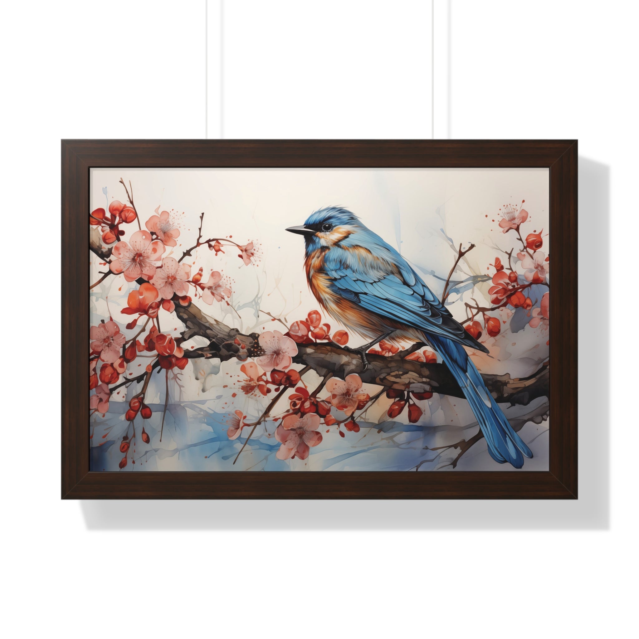 Cerulean Spring Bluebird & Cherry Blossom Wall Art