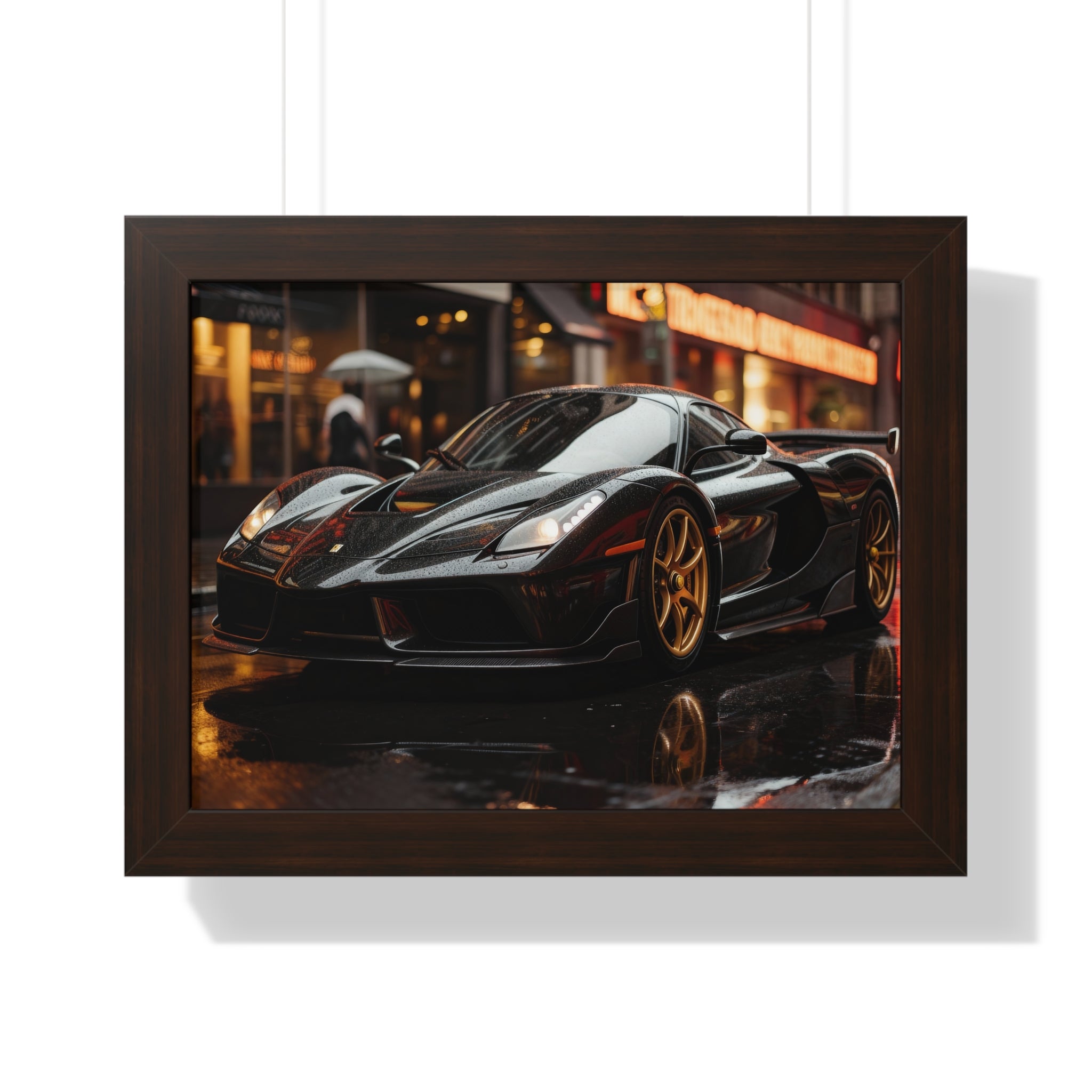 Framed Black Ferrari F50 Poster – Bold Automotive Statement Piece