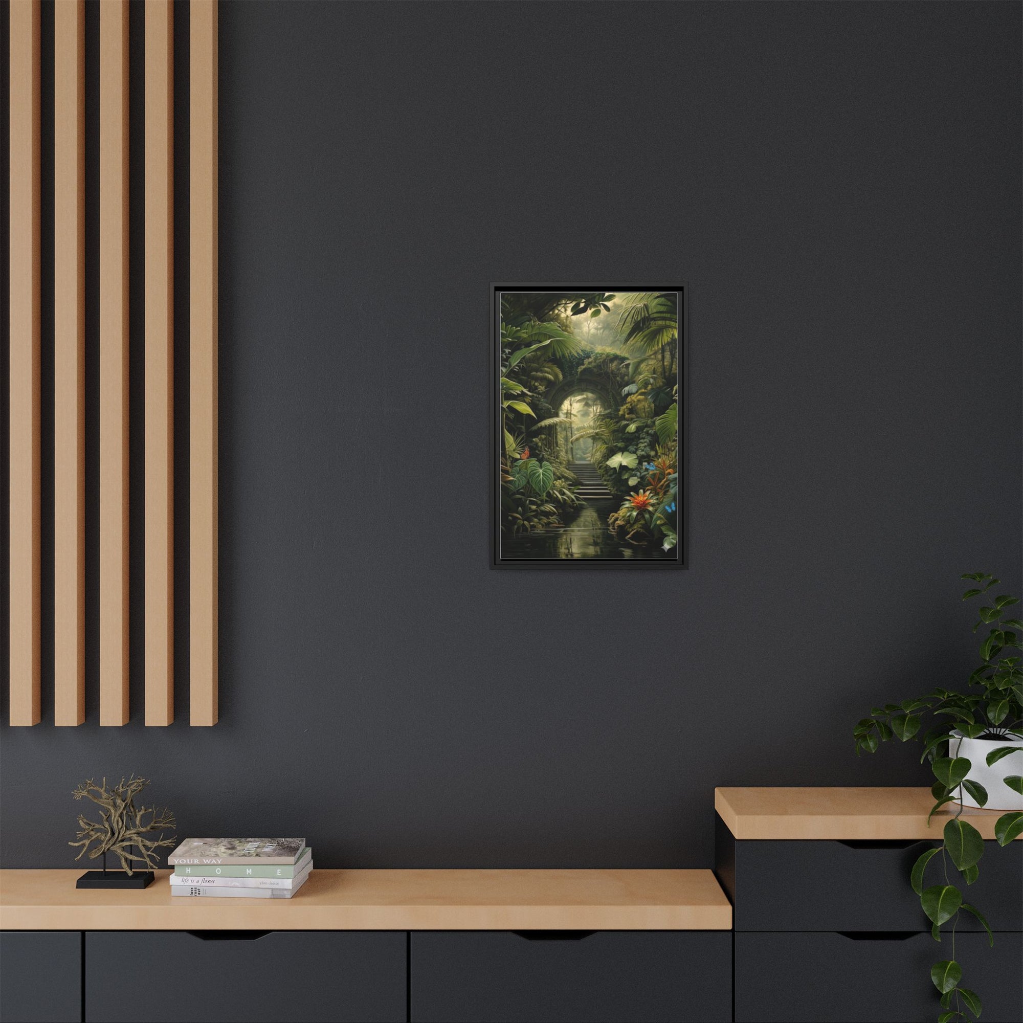 🌴Tropical Forest Illusion – Cinematic Jungle Pathway Wall Art  Luxury Botanical Decor