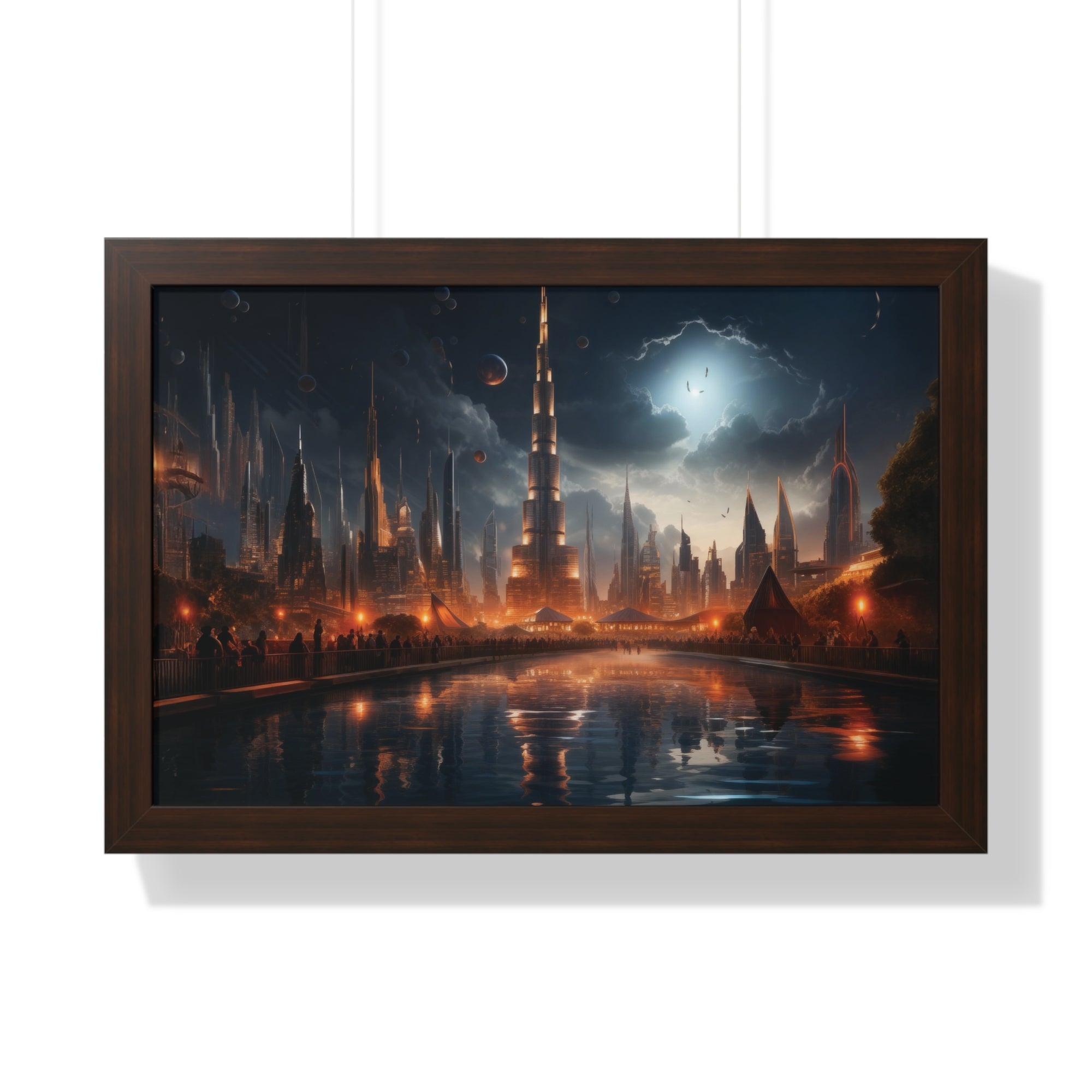 Futuristic Cityscape Night Scene – Sci-Fi Digital Art Print for Wall Decor