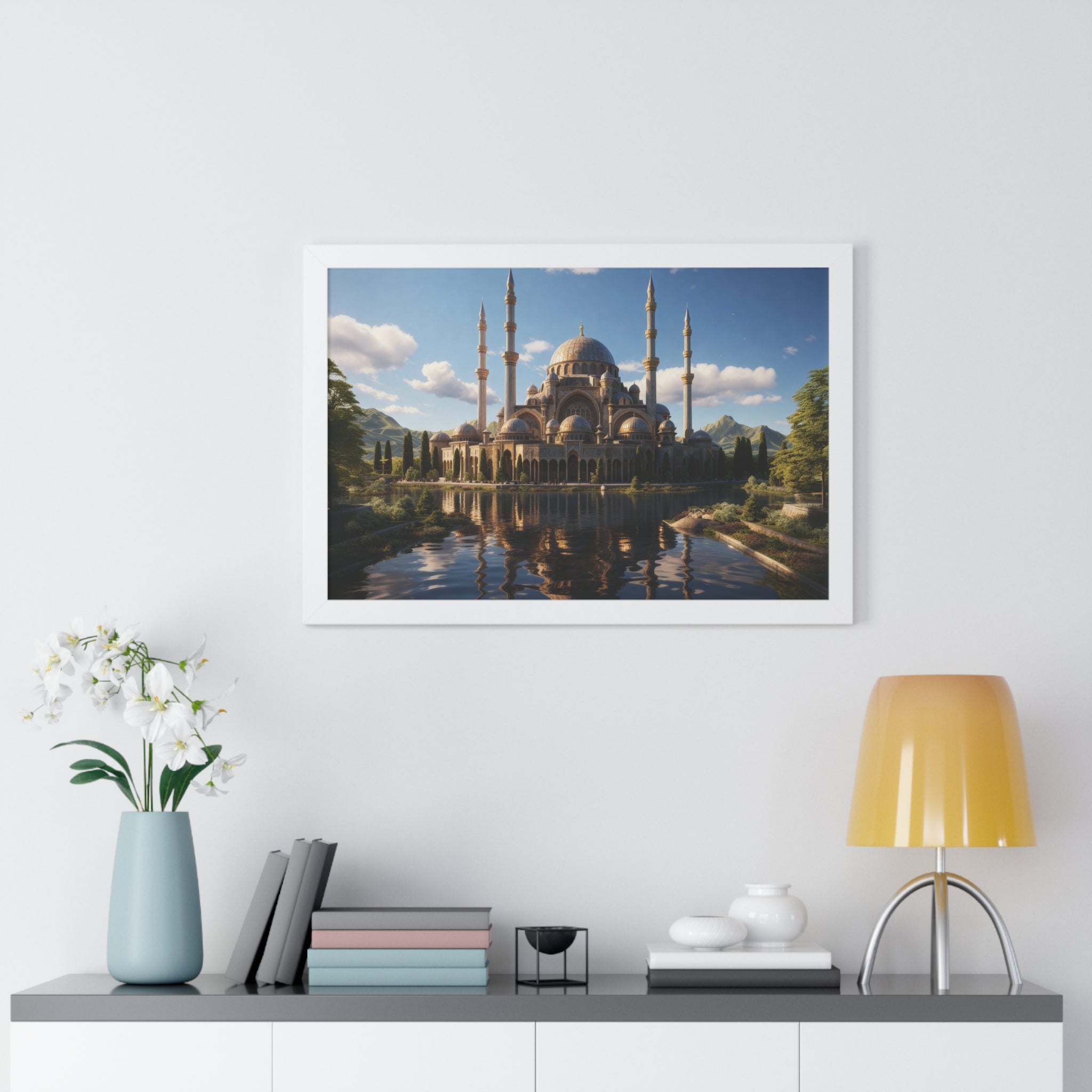 Sacred Horizon – Framed Mosque Reflections Wall Art