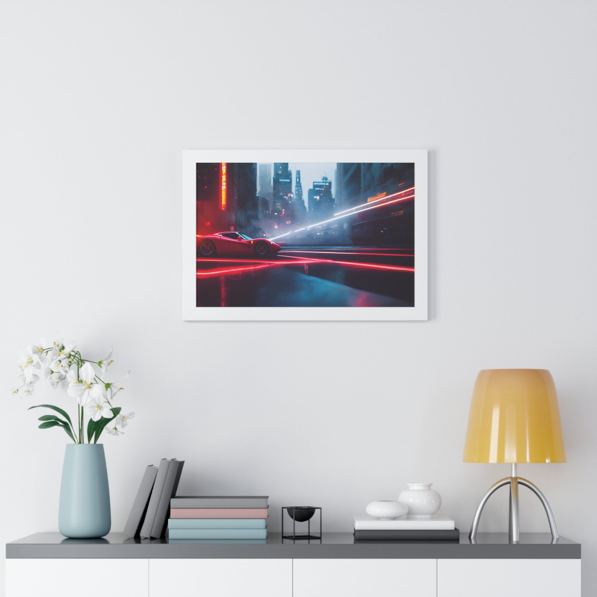 Dazzling Framed Supercar Poster – Red Ferrari F50