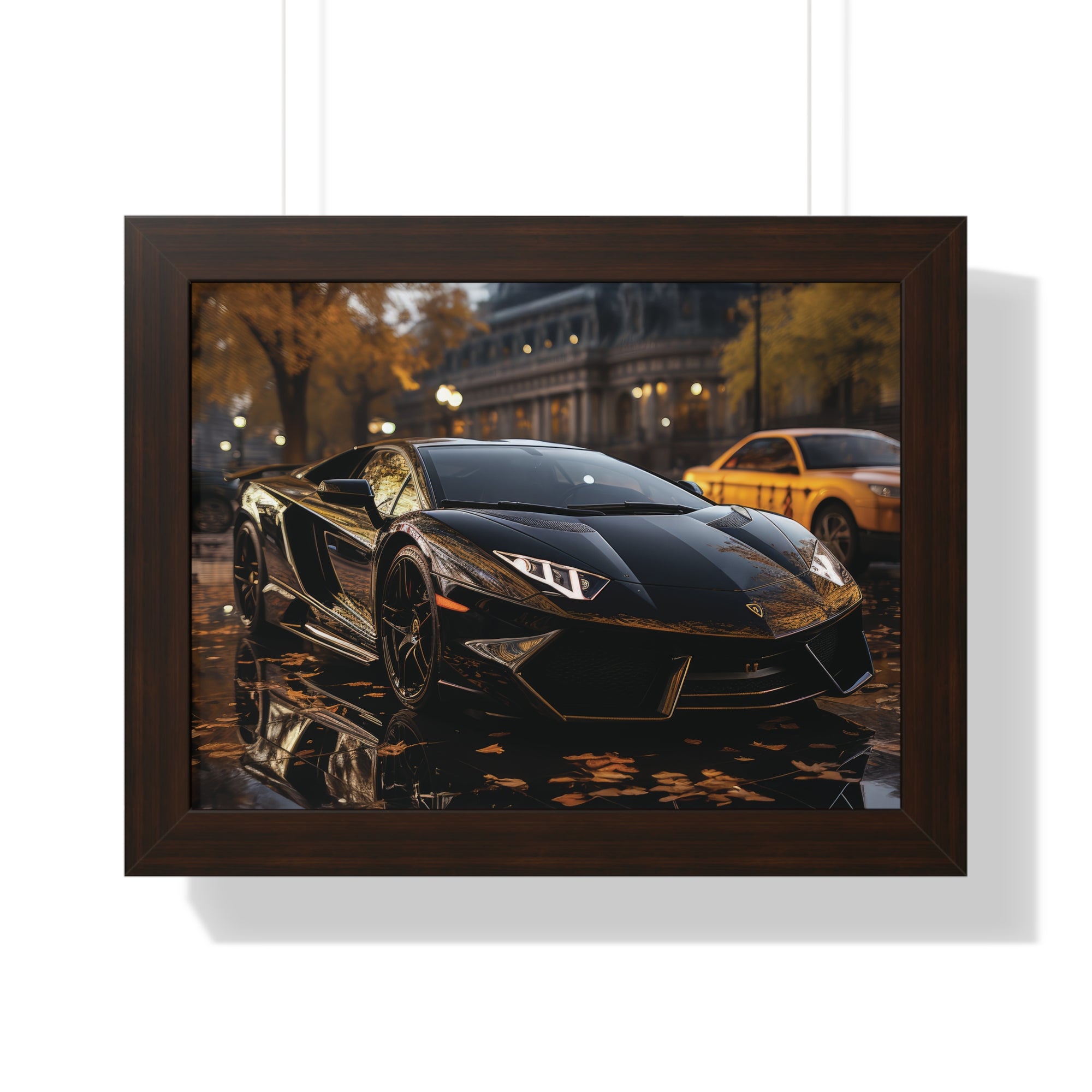 Wet Road Reflection Lamborghini Aventador Art