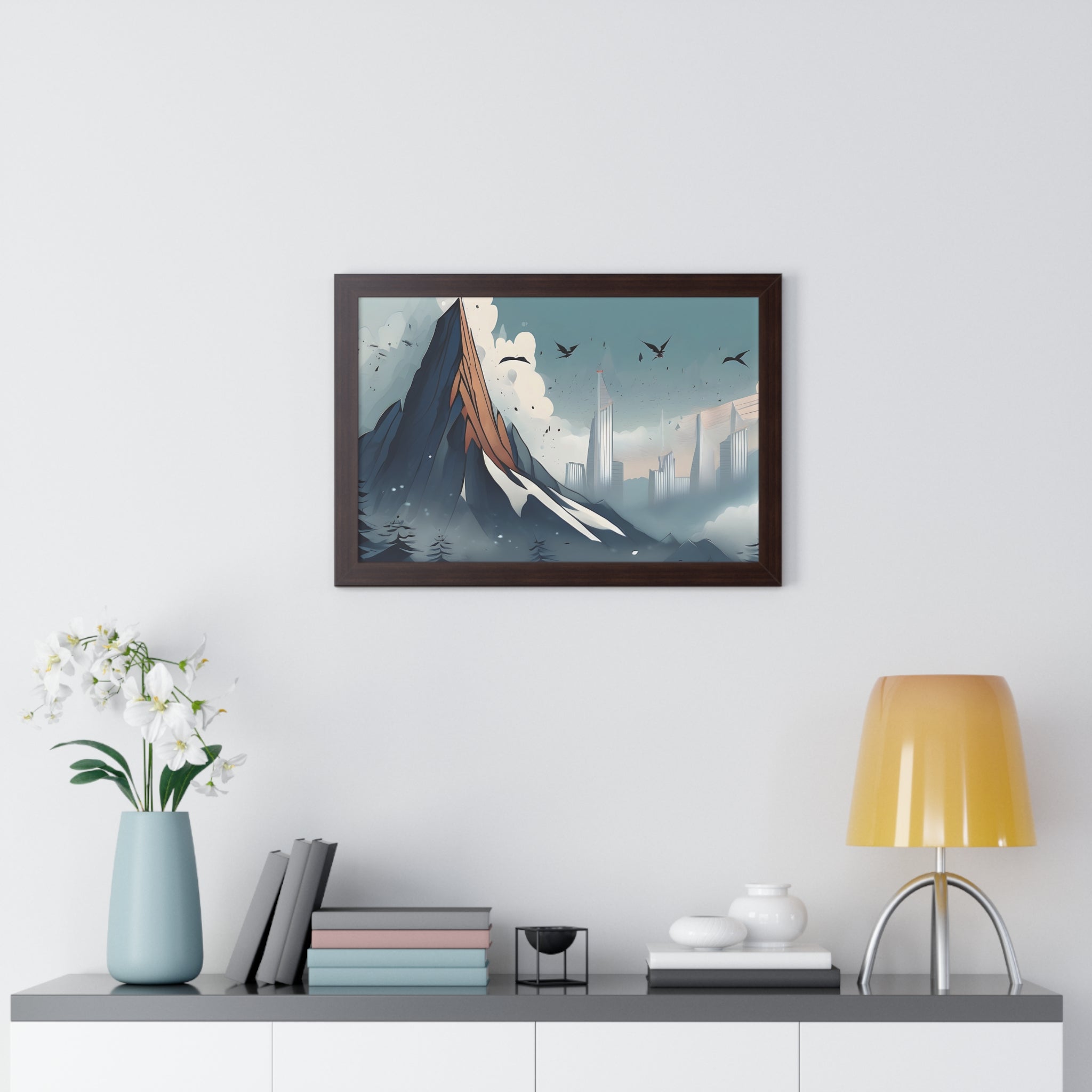 Urban Peaks – Snowy Landscape Meets Modern Cityscape