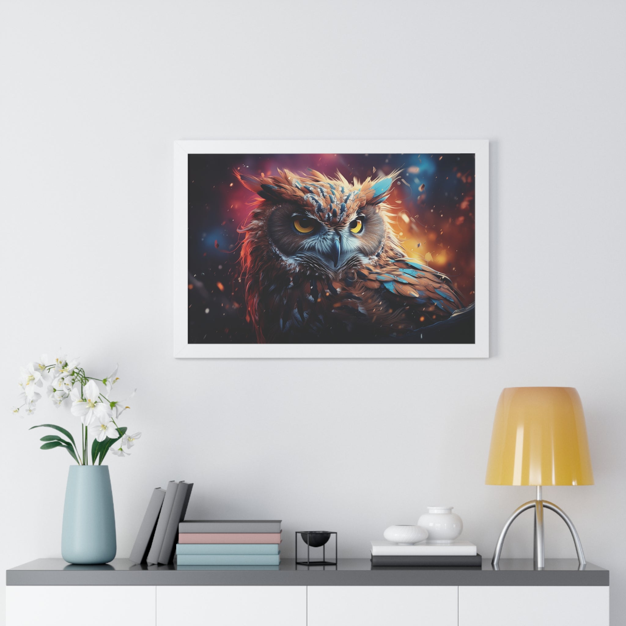 Twilight Sentinel — Regal Owl Wall Art in Fiery🔥Bloom🦉