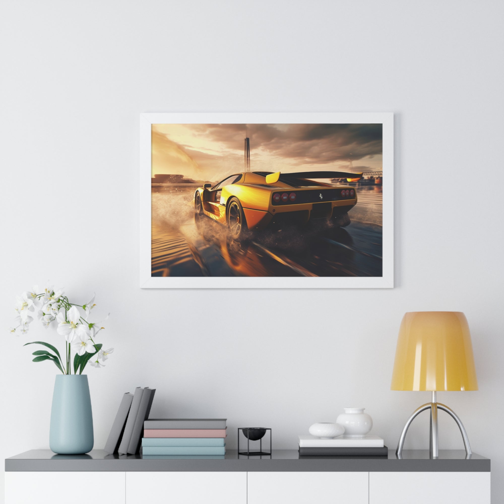 Yellow Ferrari F50 – Collector’s Framed Horizontal Poster