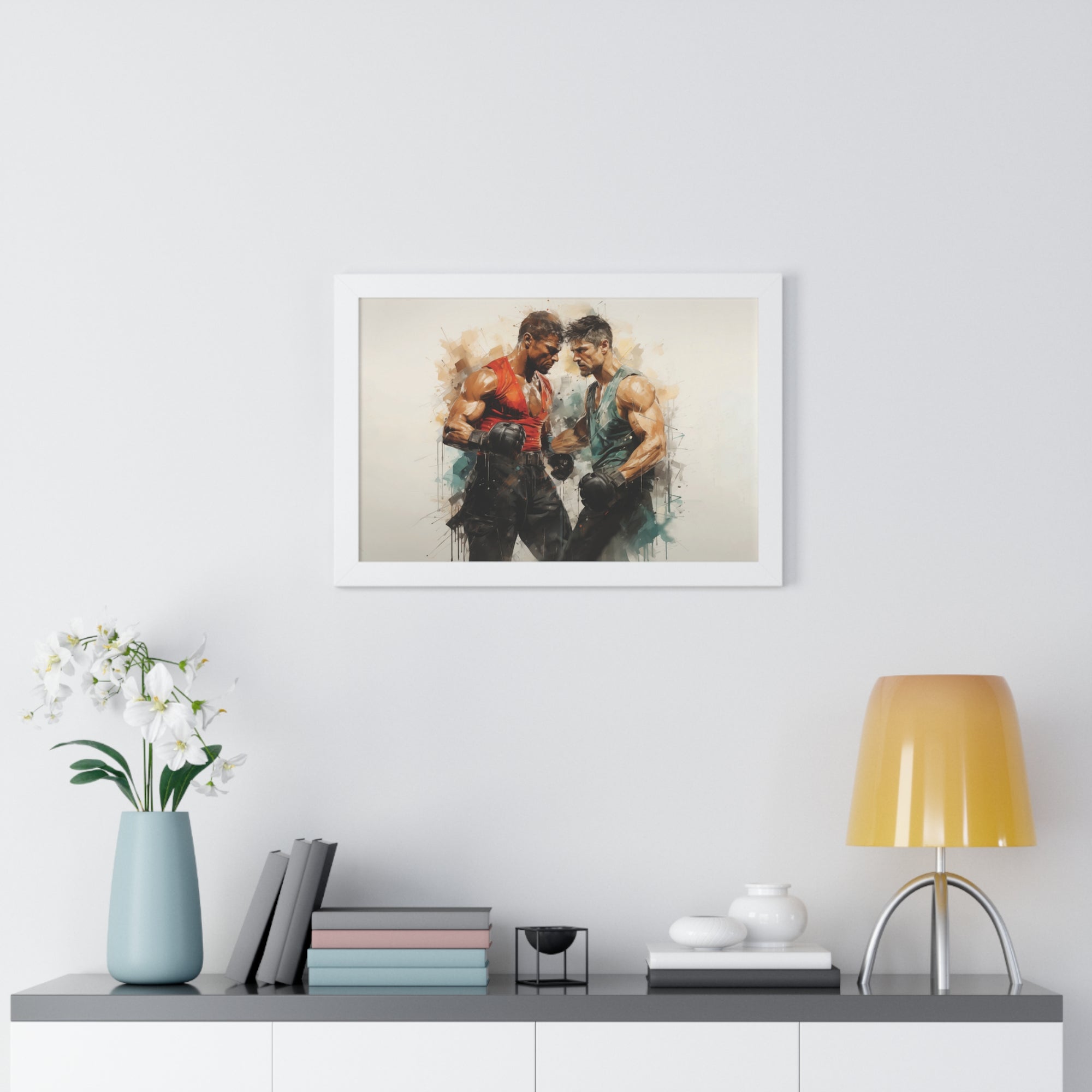 Framed Confrontation – Abstract Fighter Wall Art