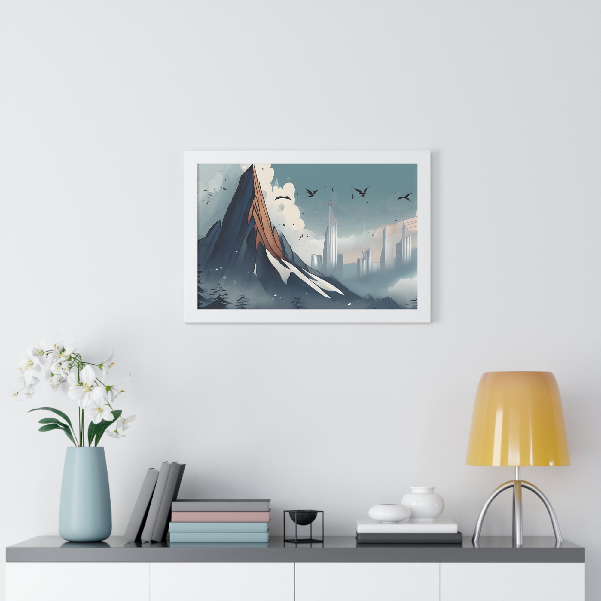 Urban Peaks – Snowy Landscape Meets Modern Cityscape