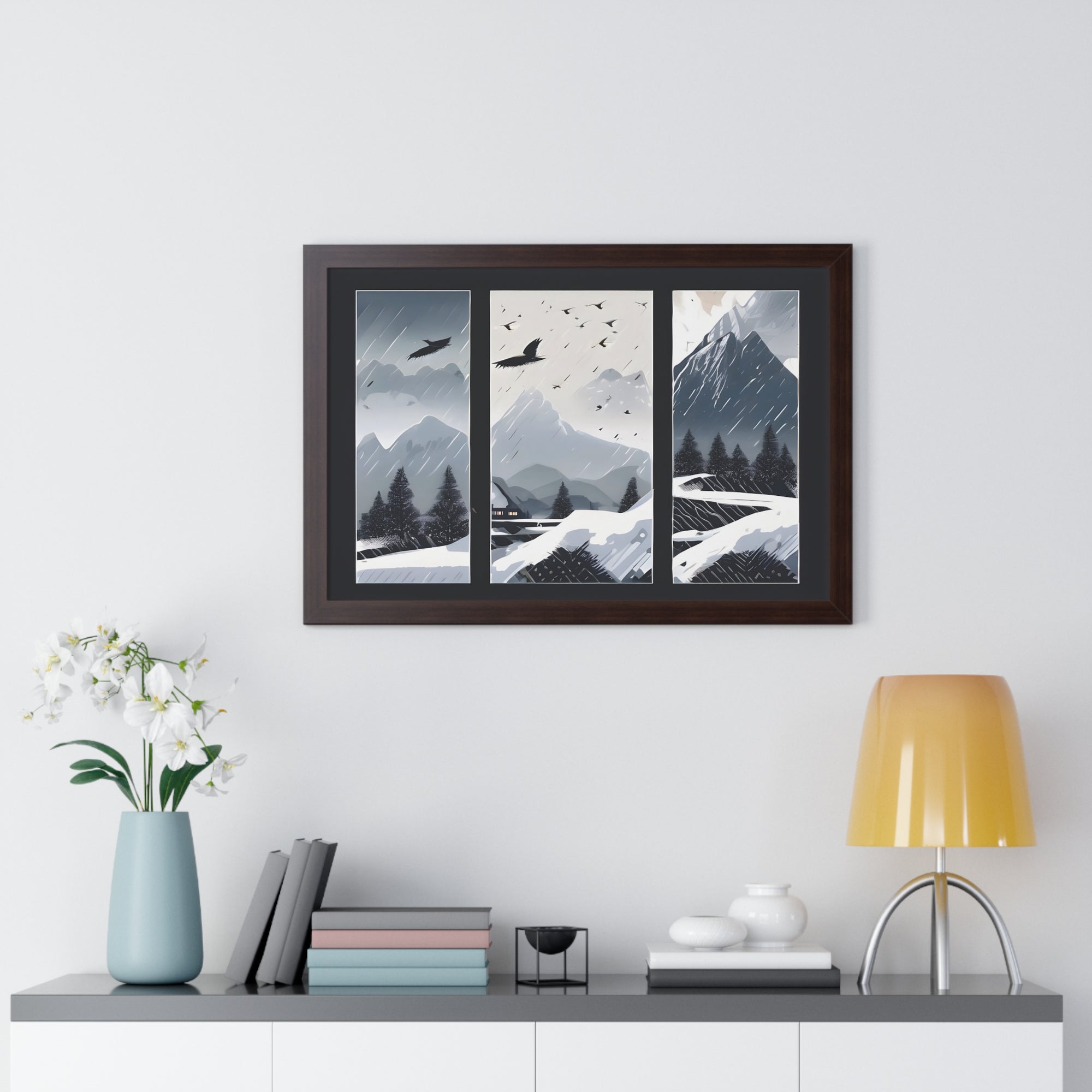 Silent Snowfall – Cozy Cabin in the Woods Canvas Art