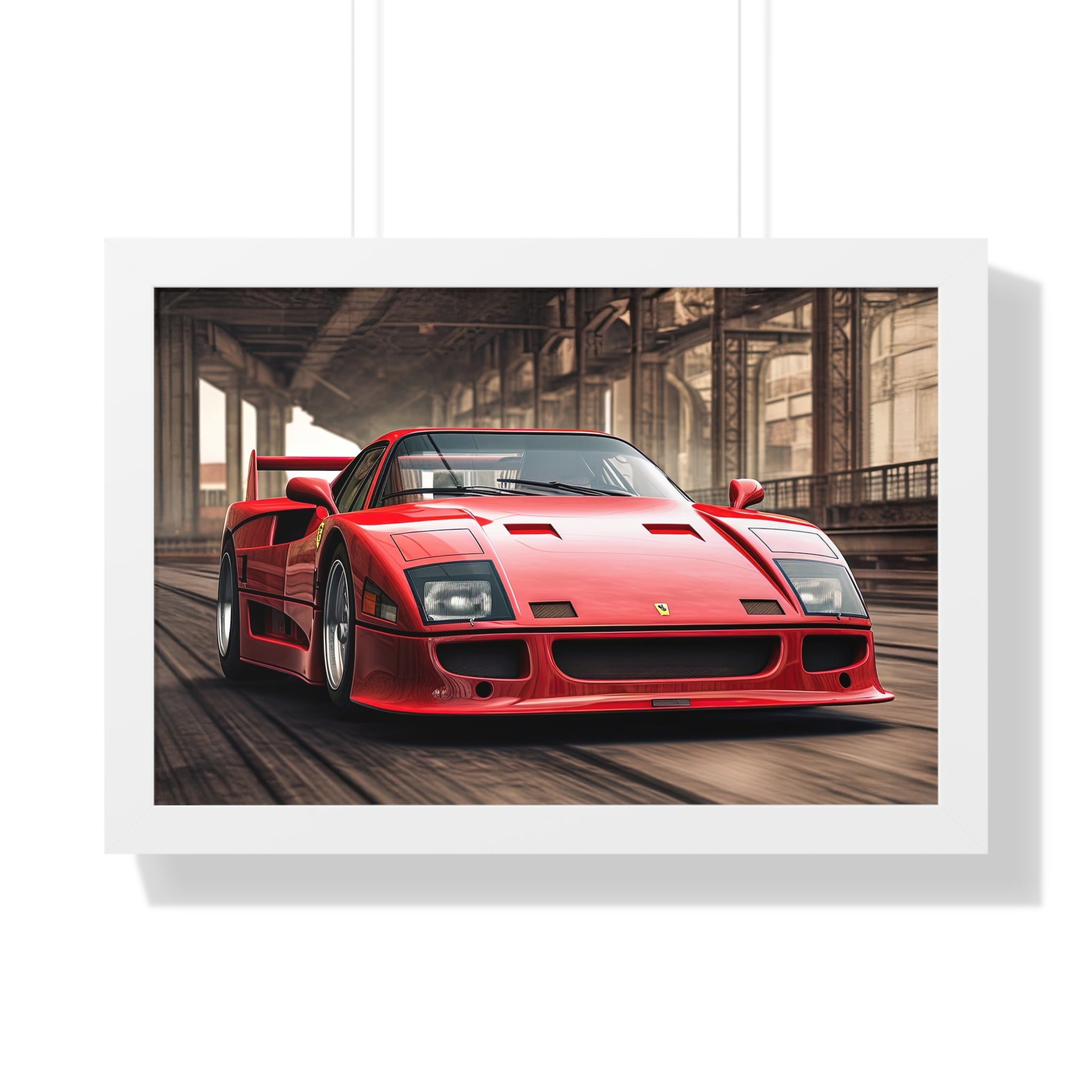 Ferrari F50 Wall Decor – Red Icon Framed in Horizontal Format