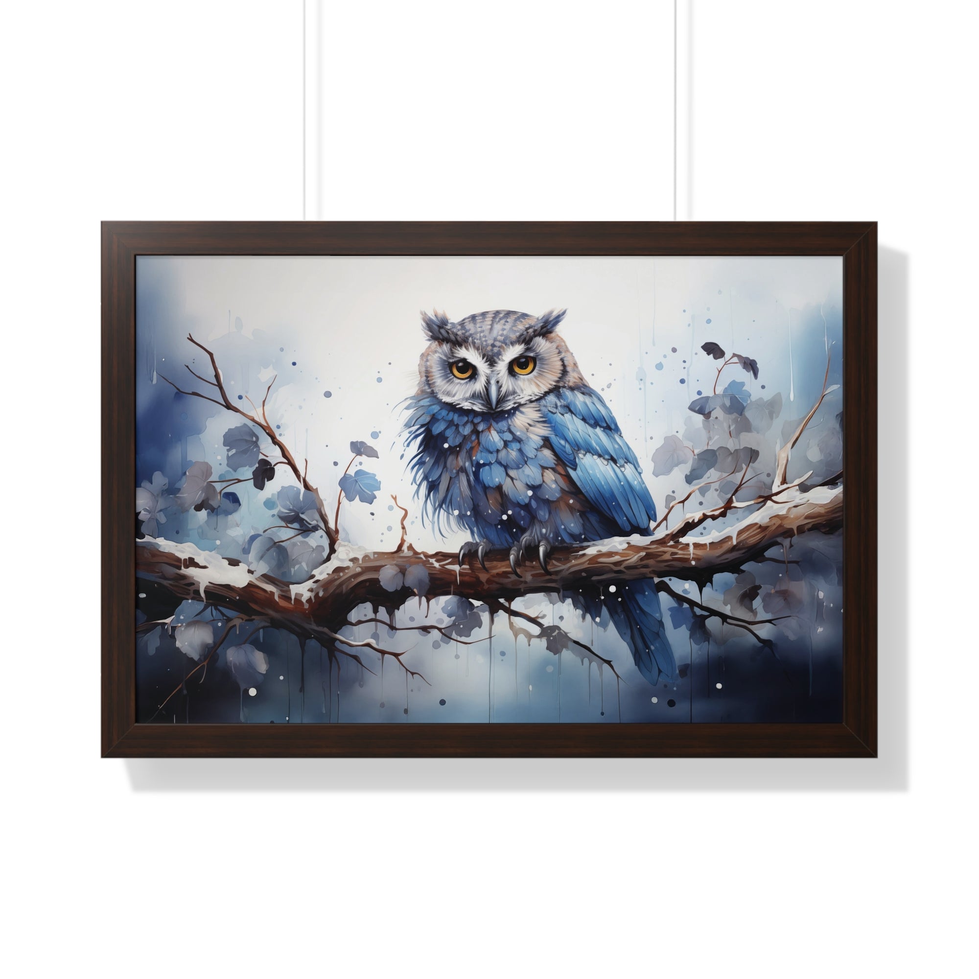 Winter❄️Watcher — Blue Owl Watercolor Print on Snowy Perch