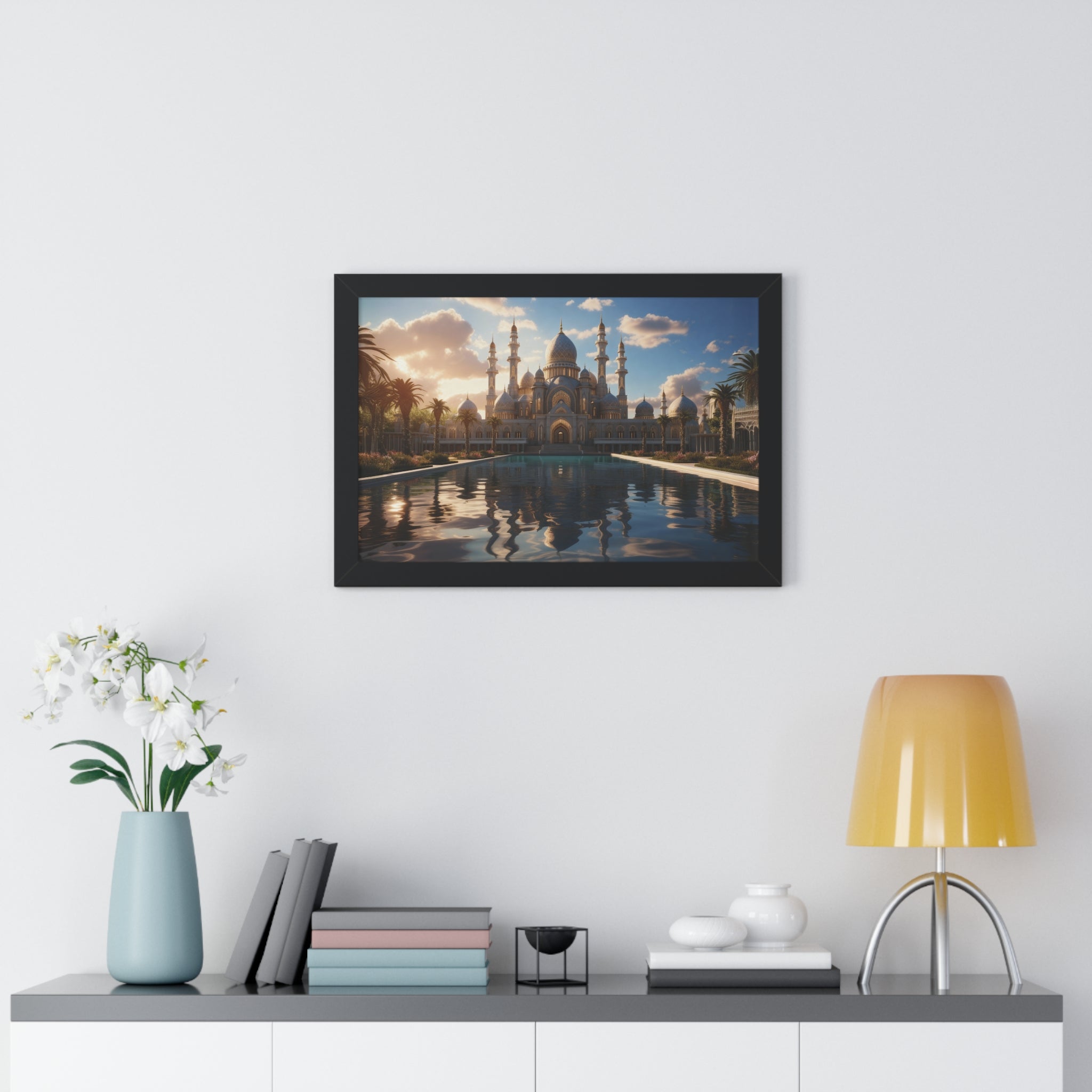 Sacred Stillness – Framed Sunset Mosque Print