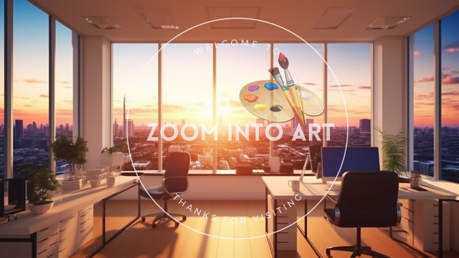 Large Modern Office Workspace with Morning Sunrise
