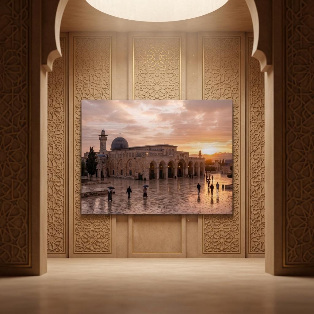 Reflections of Al‑Aqsa - Brushed Aluminum Print 12x16" / 30x40 cm