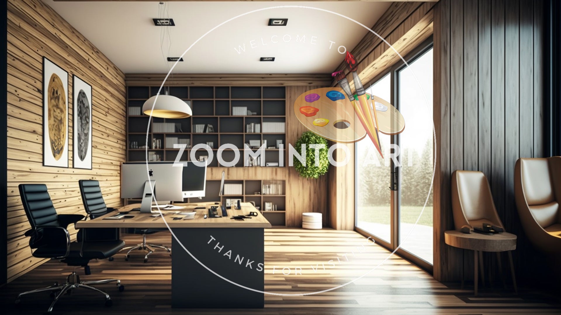 Modern Office Interior with Wooden Panels