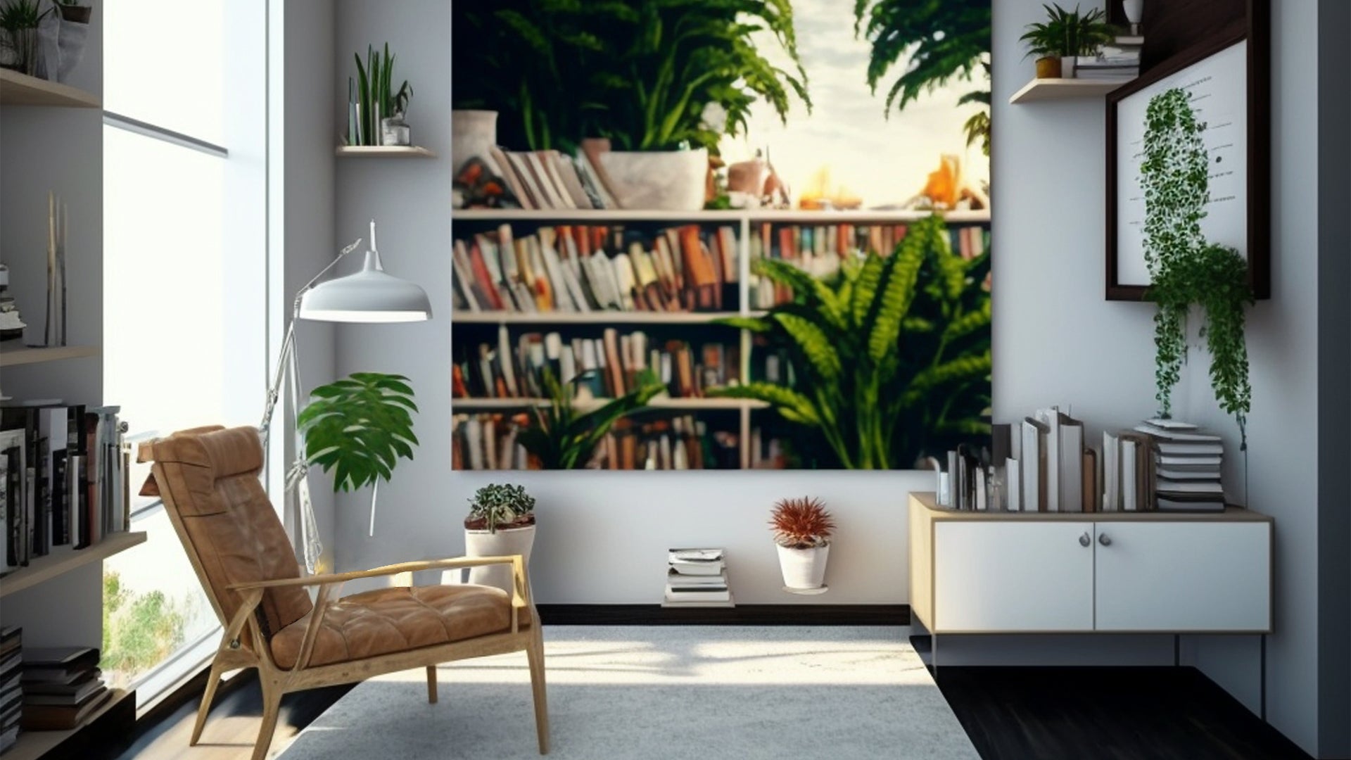 Wide View of a Brightly Lit Writing Studio