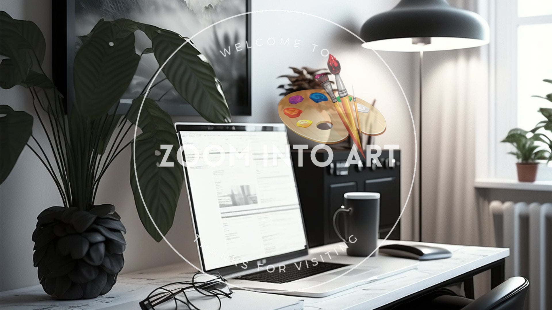 Modern Desk with a Laptop and Minimalistic Decorations