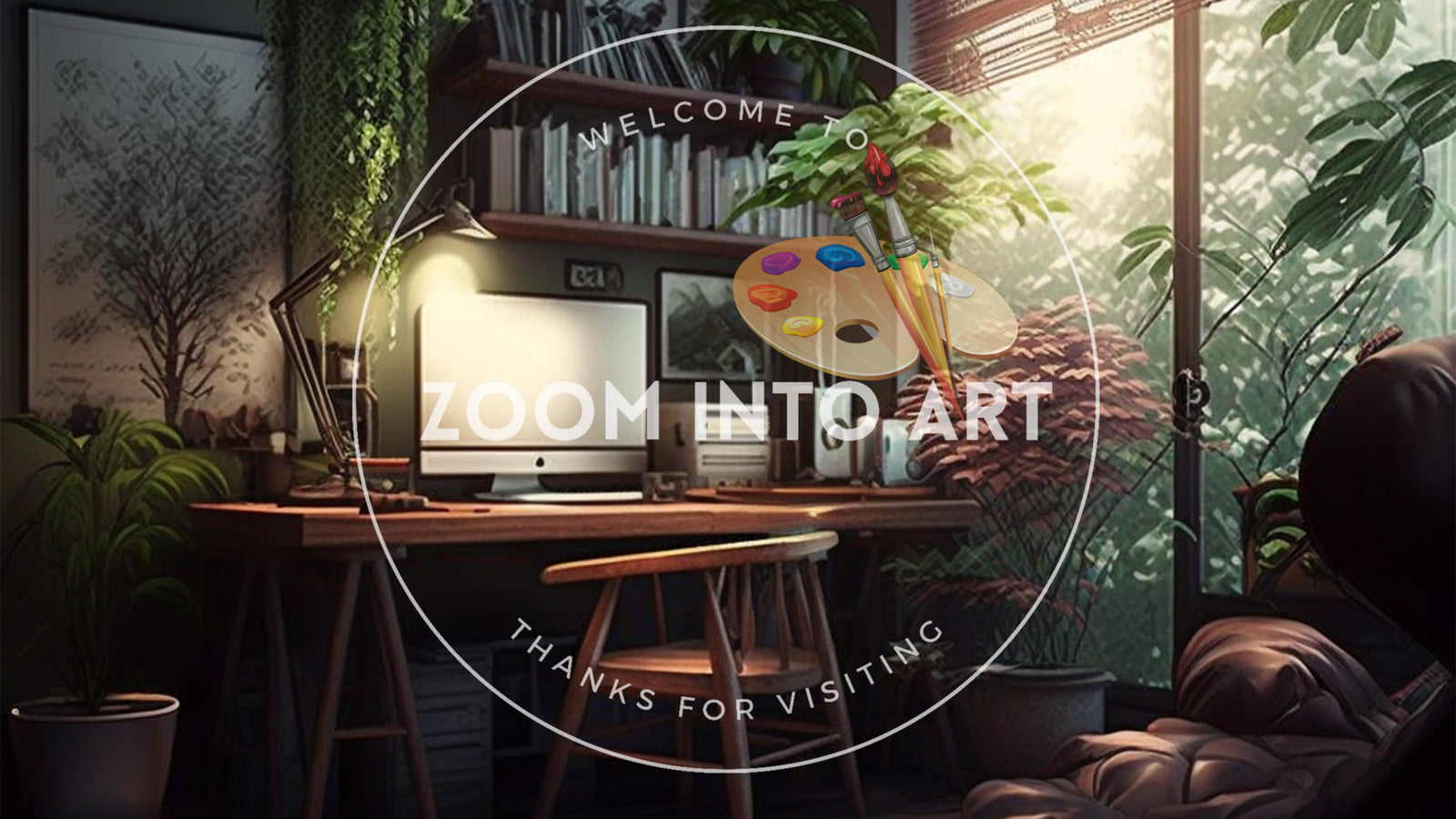 Realistic Home Office with Plants