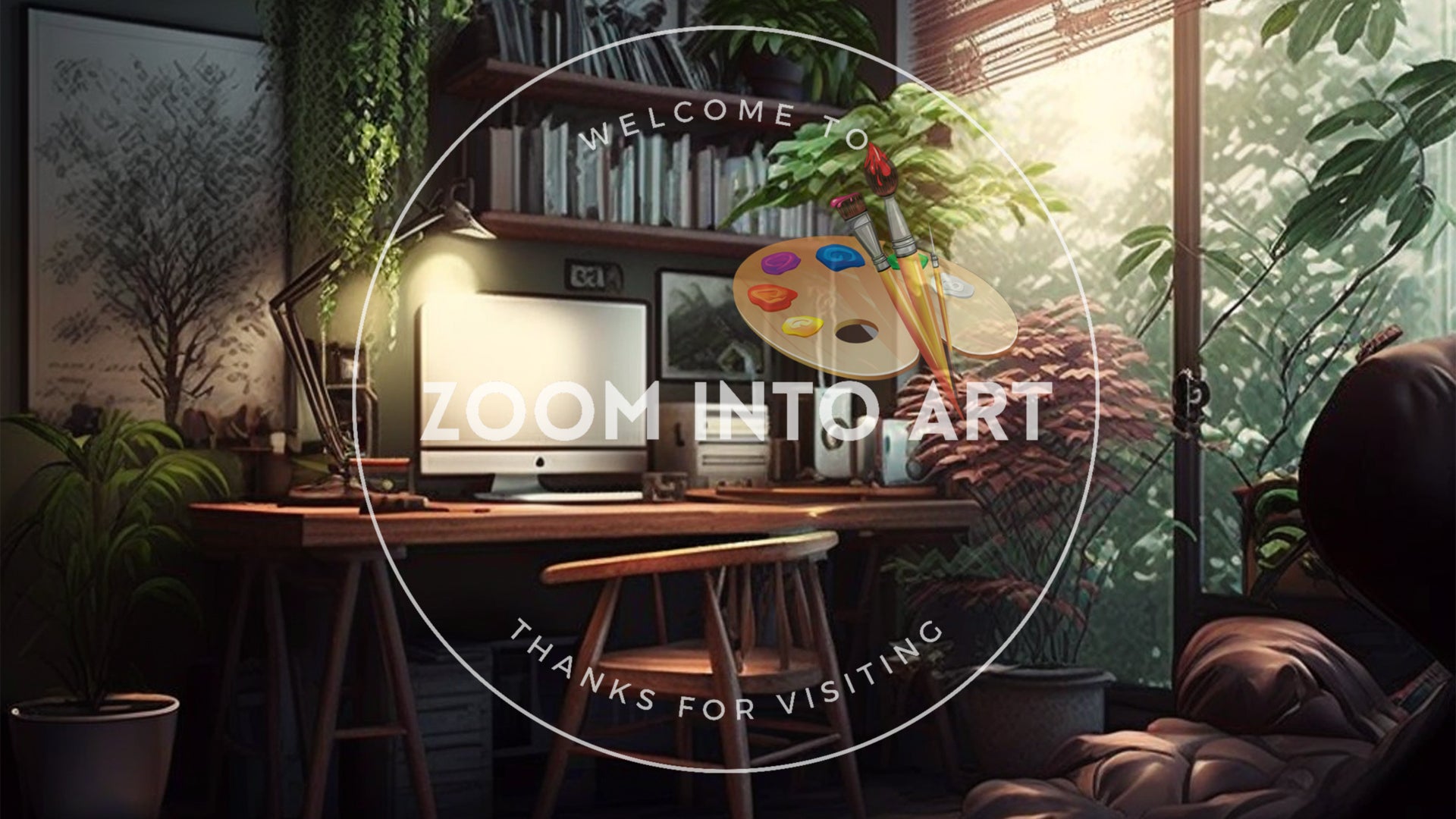 Realistic Home Office with Plants