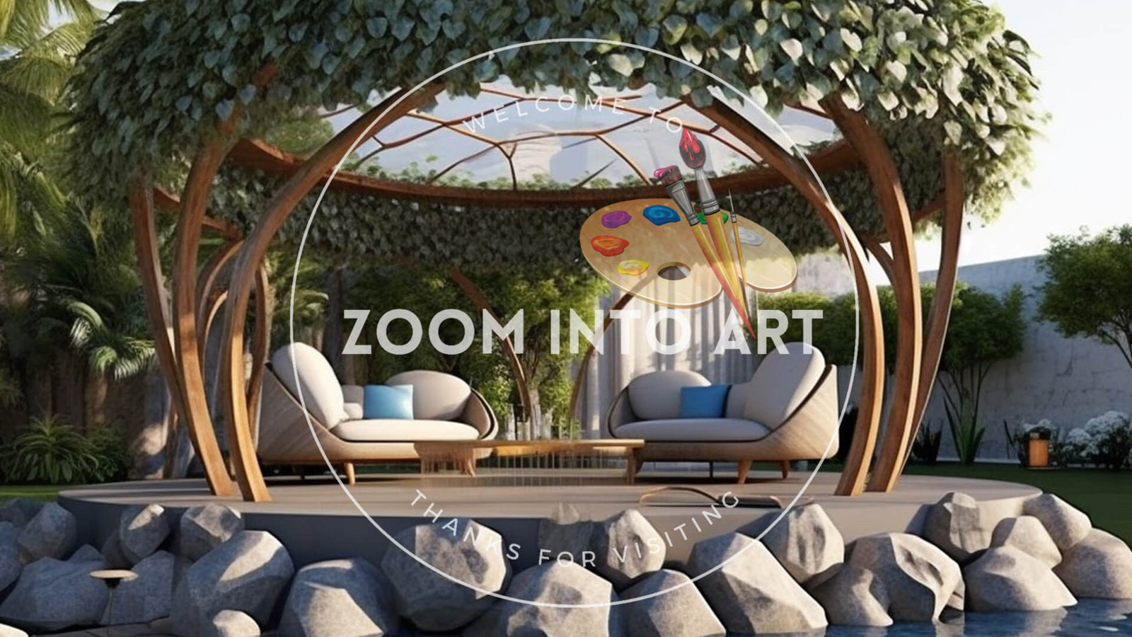 Gazebo with Steel Feet Wood and Blue Outdoor Living
