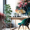 Beautiful Interior Design Photo Realistic Bright Office with Flowers