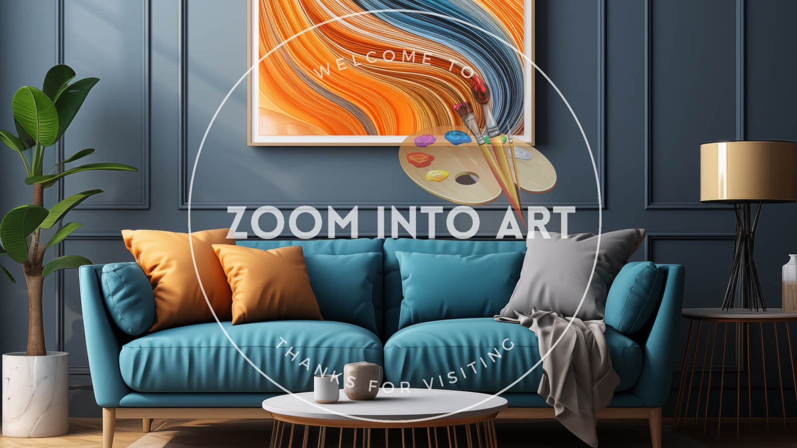 Comfortable Elegant Living Room with Wall Painting